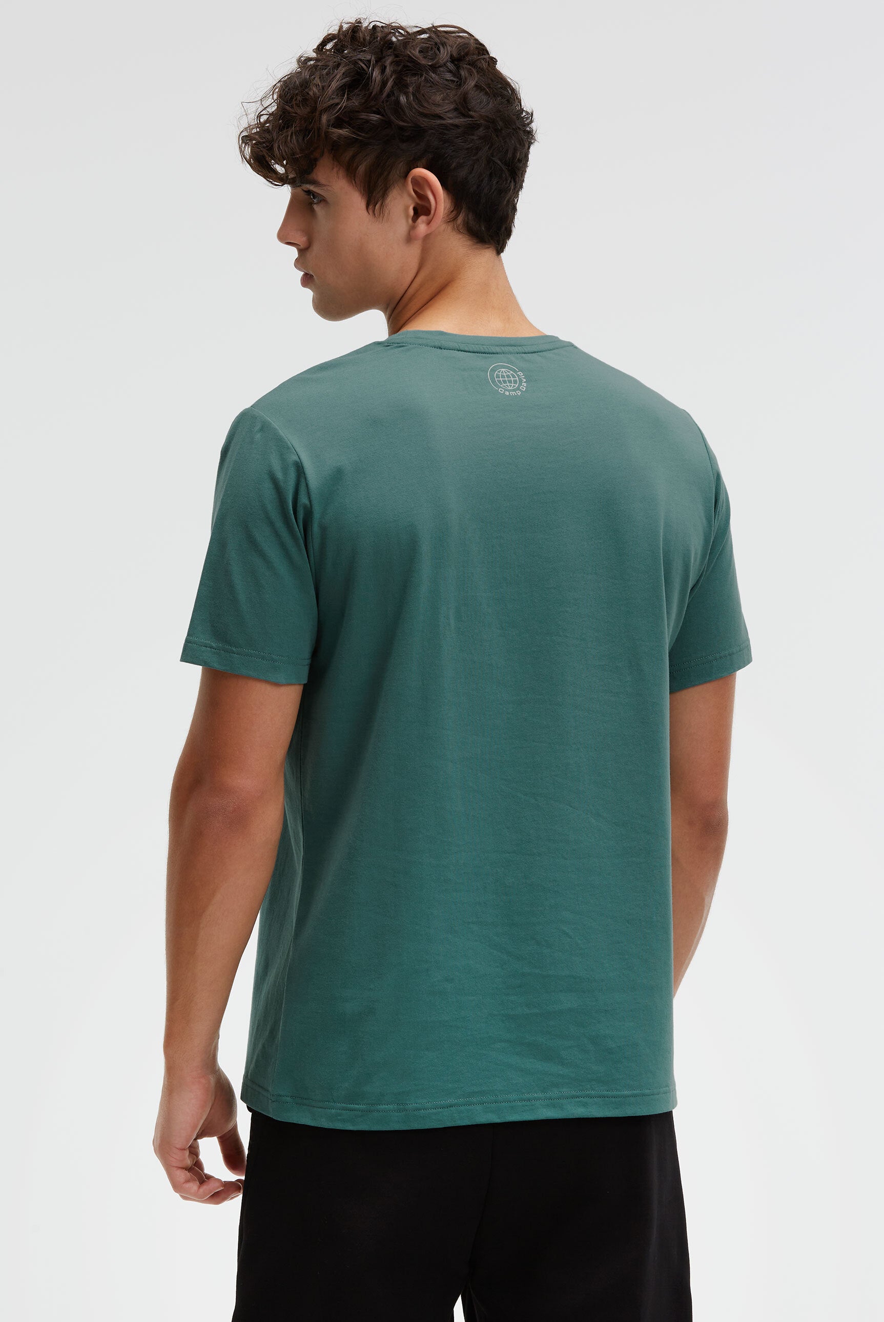 T-Shirt Rundhals mit Metallic Folienprint petrol green