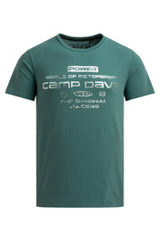 T-Shirt Rundhals mit Metallic Folienprint petrol green
