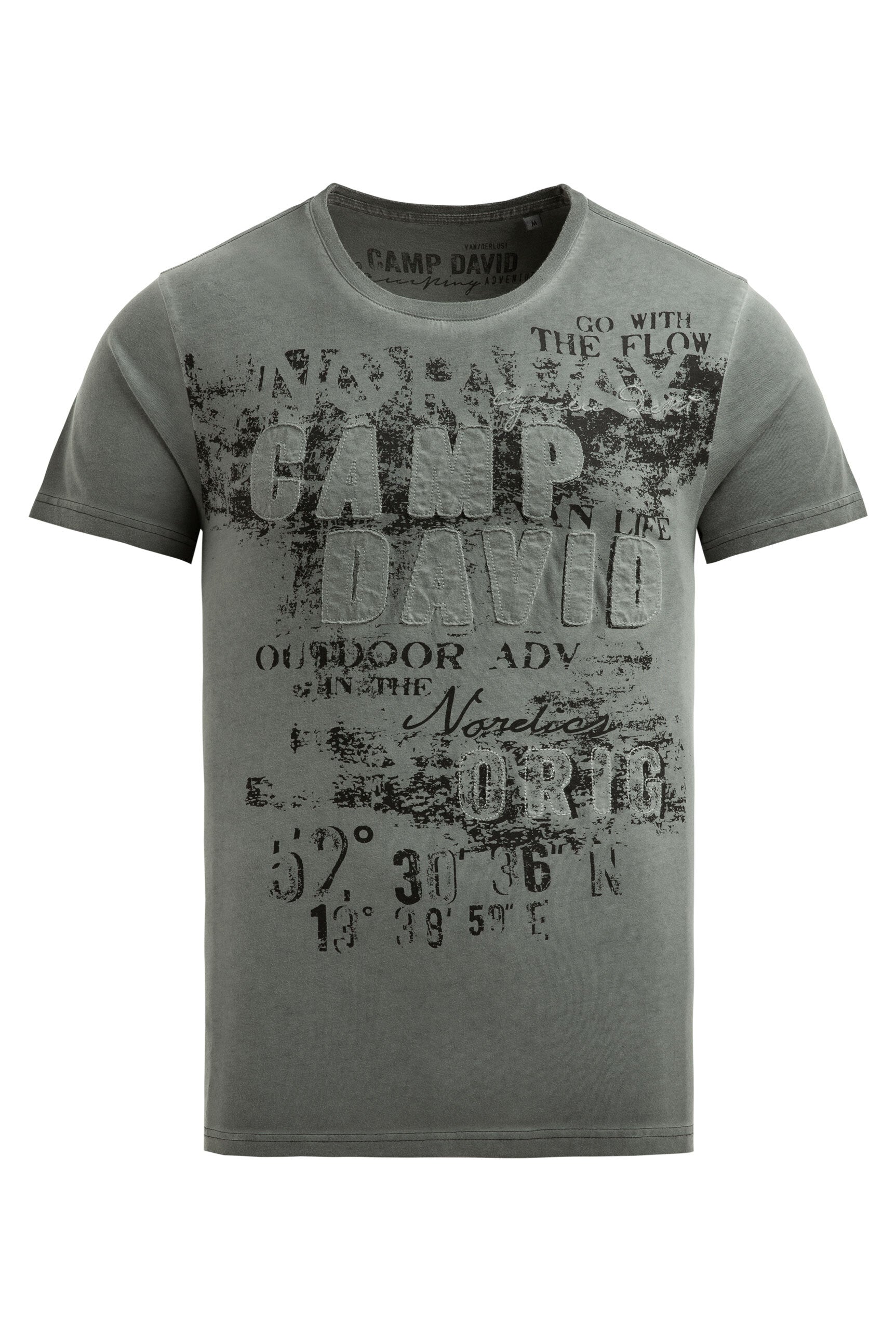 T-shirt o znoszonym wyglądzie z aplikacjami z logo