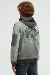 Rozpinana bluza z kapturem barwiona olejem z błyszczącym nadrukiem z tyłu