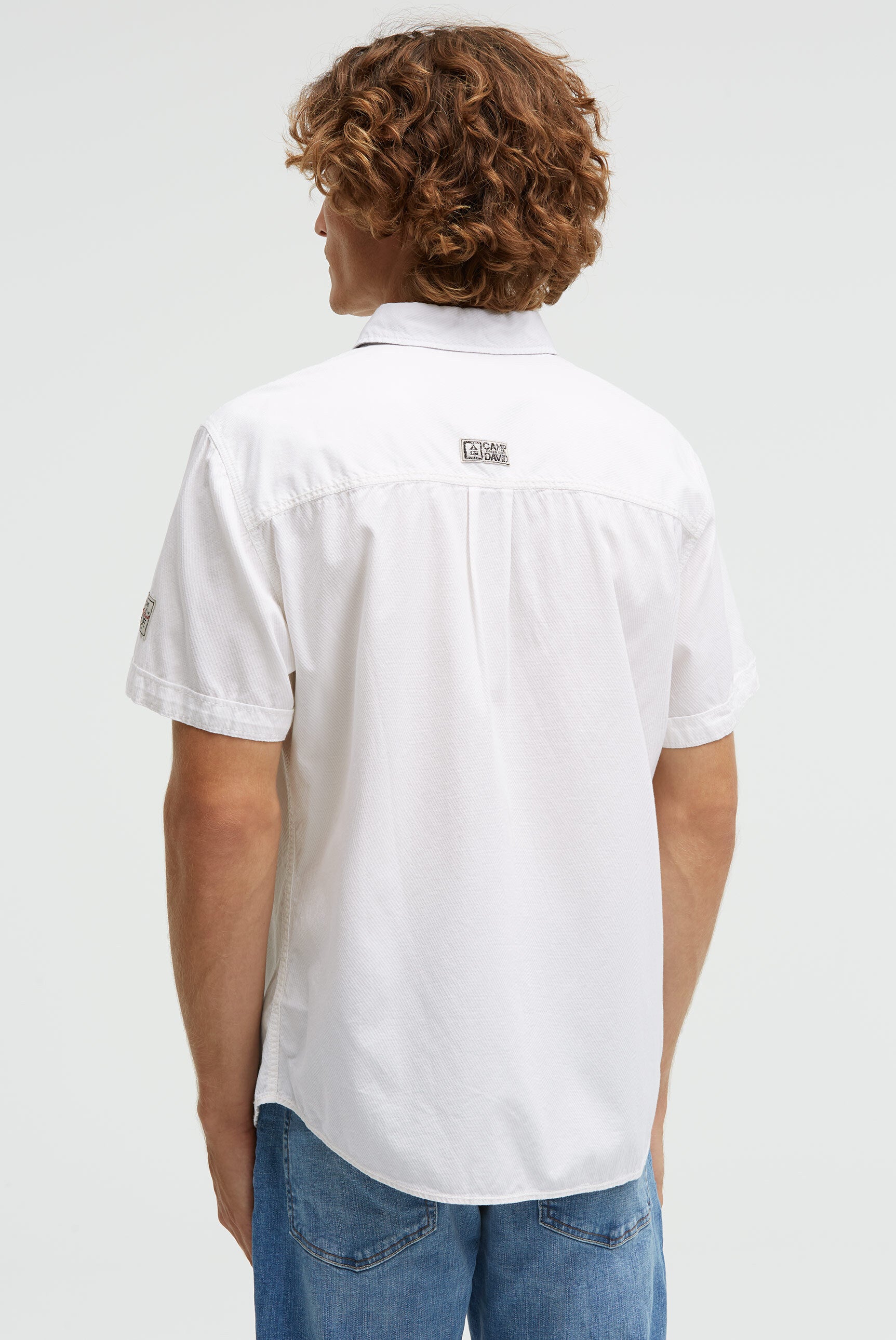 Koszula z krótkim rękawem o ukośnej strukturze dobby - 5