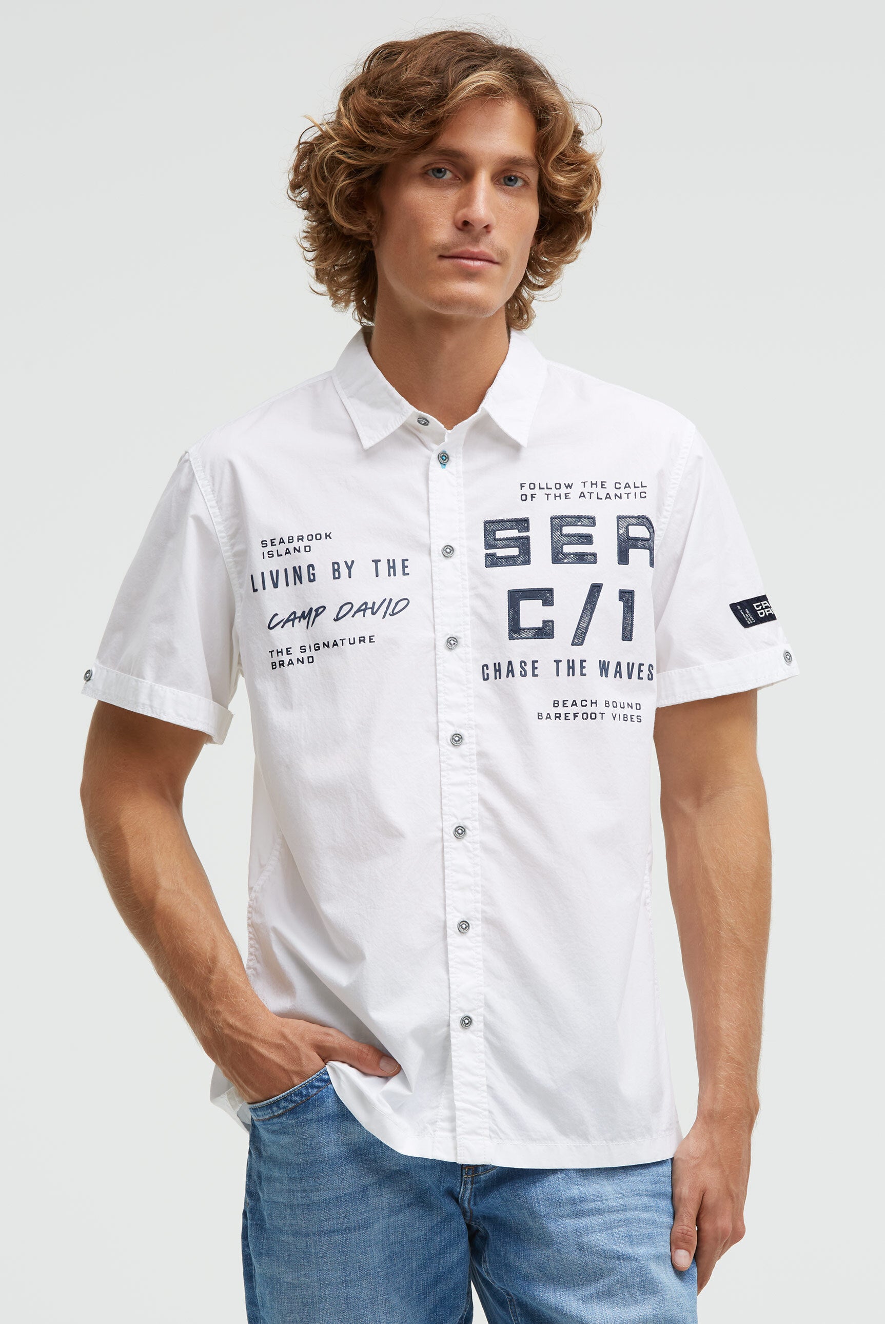 Kurzarmhemd mit Label Prints opticwhite - 2