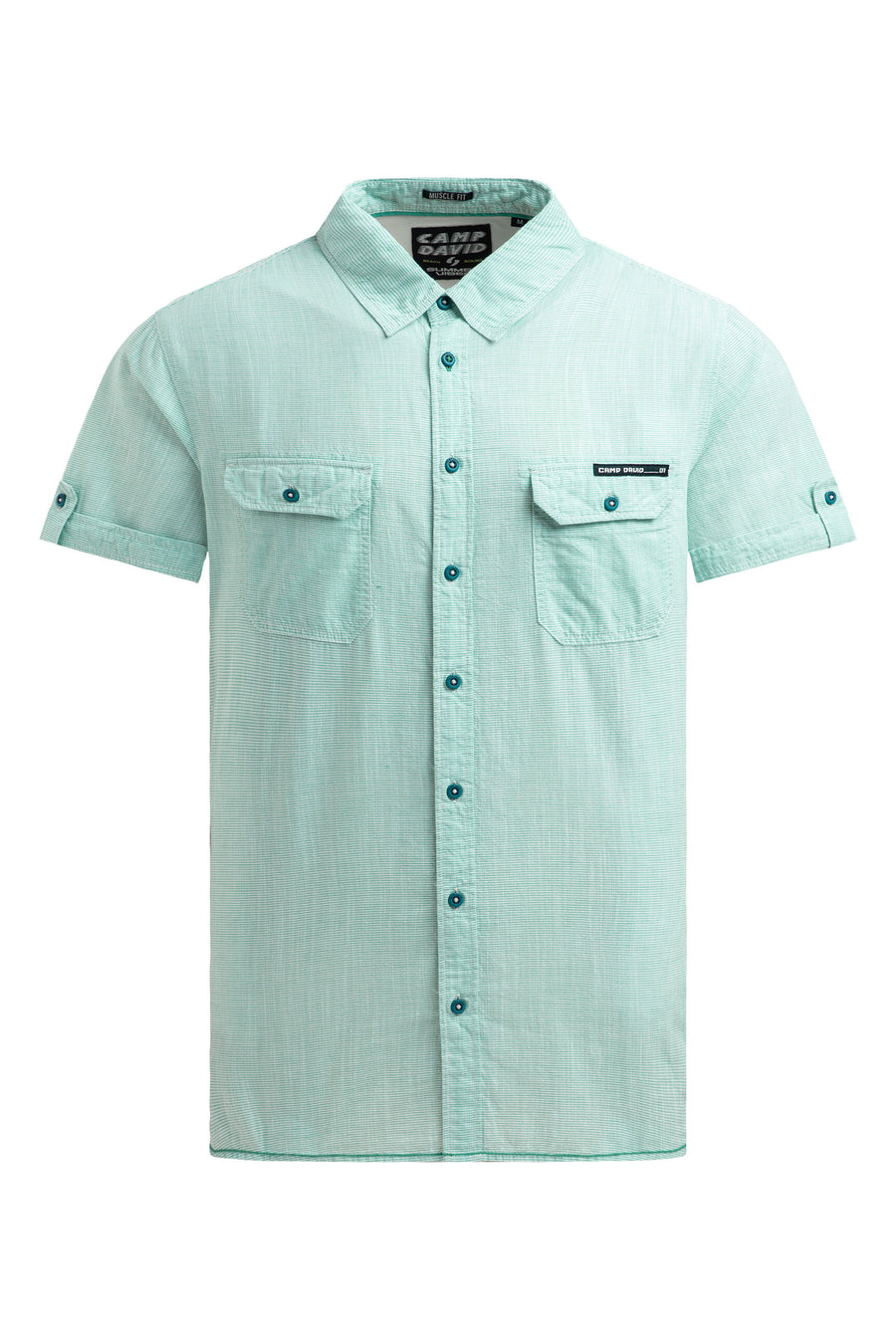 Streifenhemd Kurzarm mit Backprint island green