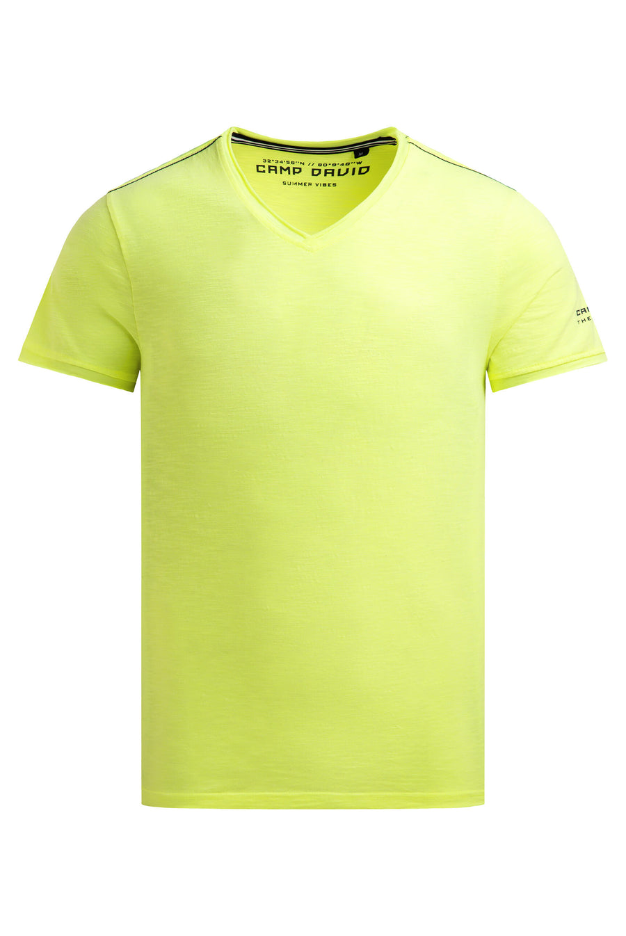 T-shirt basic z dekoltem w serek i nadrukiem