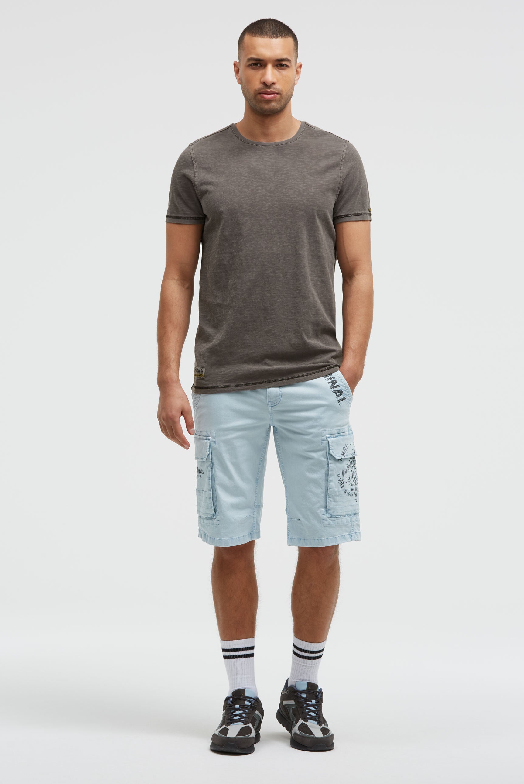 Cargo Shorts mit Prints im Used Look silver blue - 3