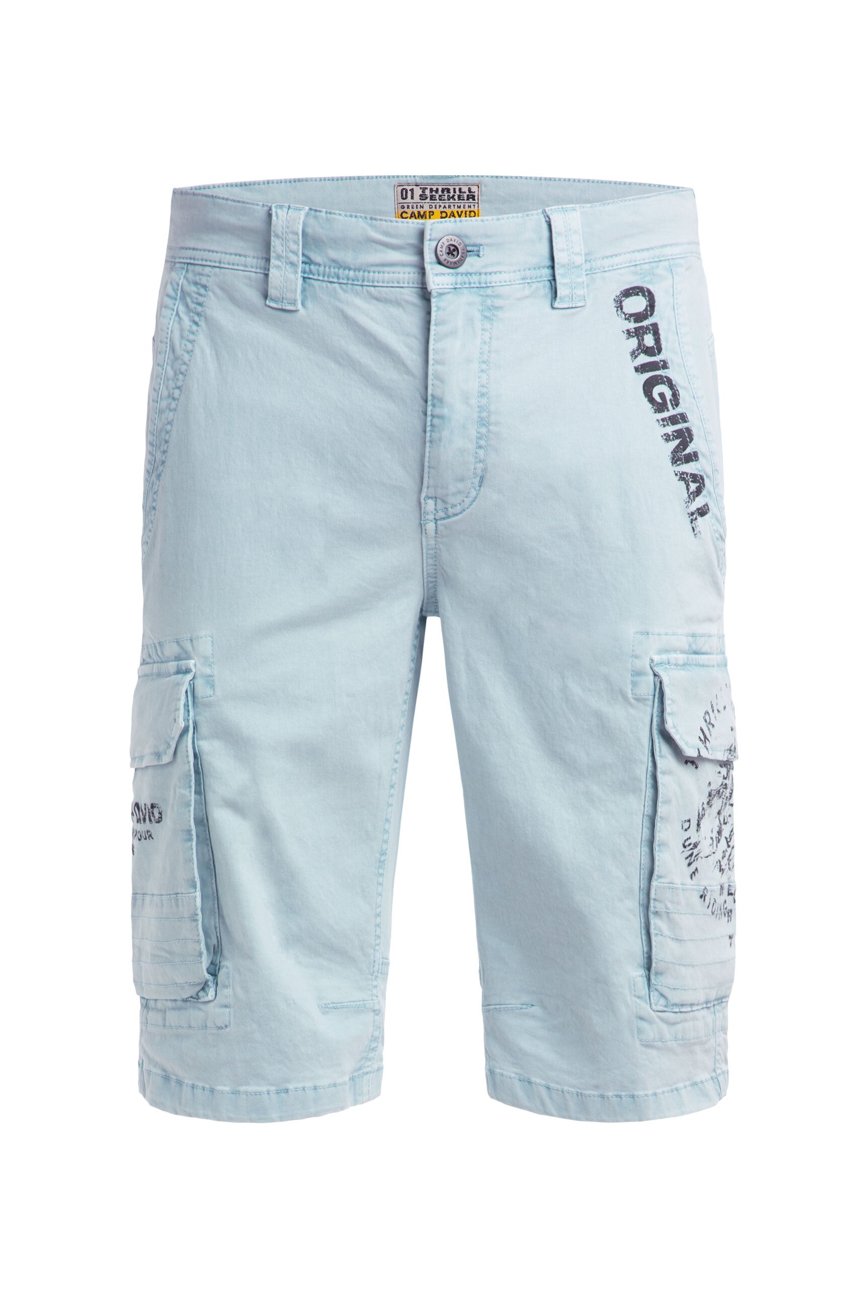Cargo Shorts mit Prints im Used Look silver blue