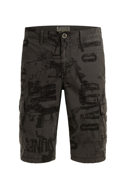 Cargo Shorts mit All Over Print dark wood