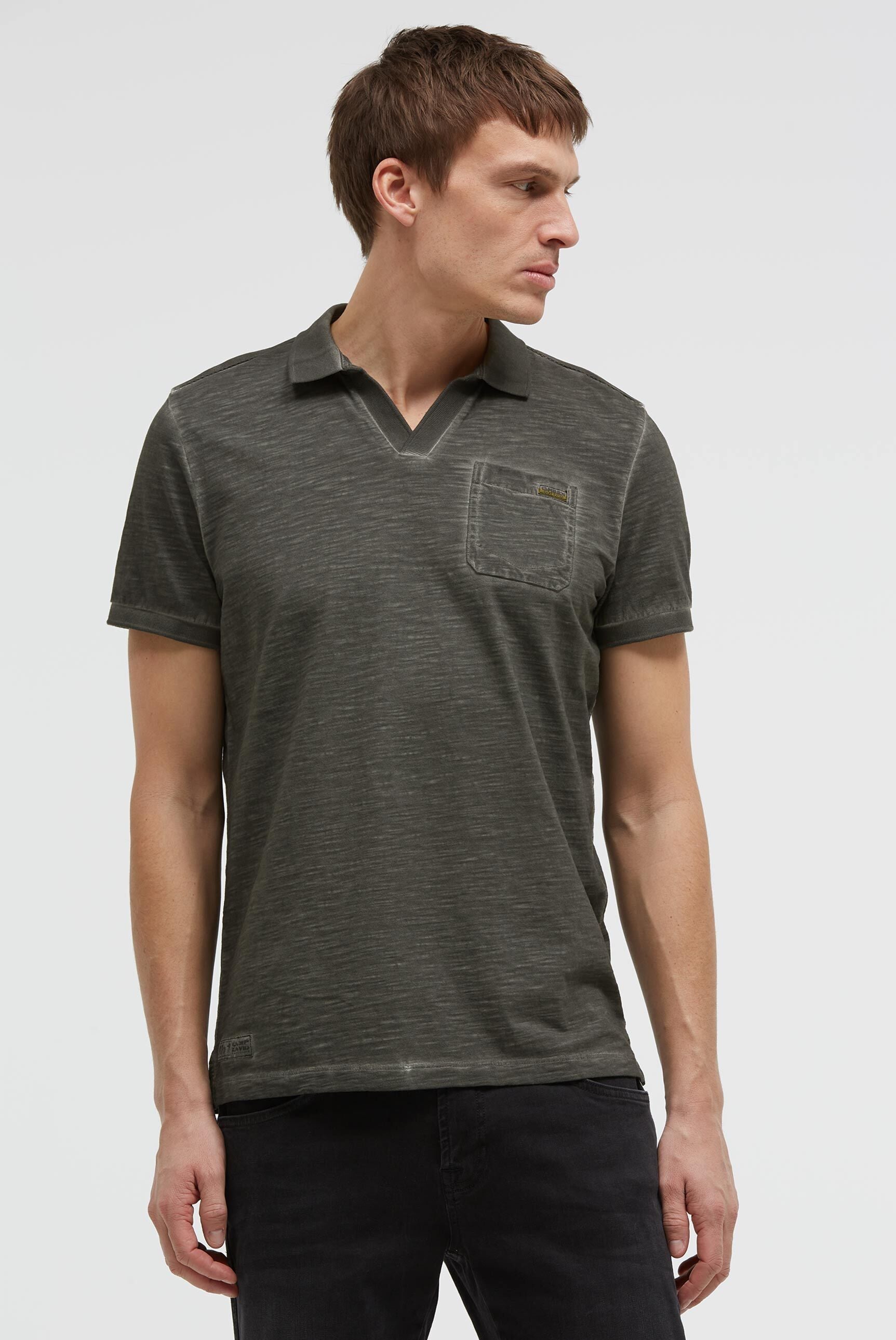 Kurzarmpolo mit V-Neck und Back-Print - 3