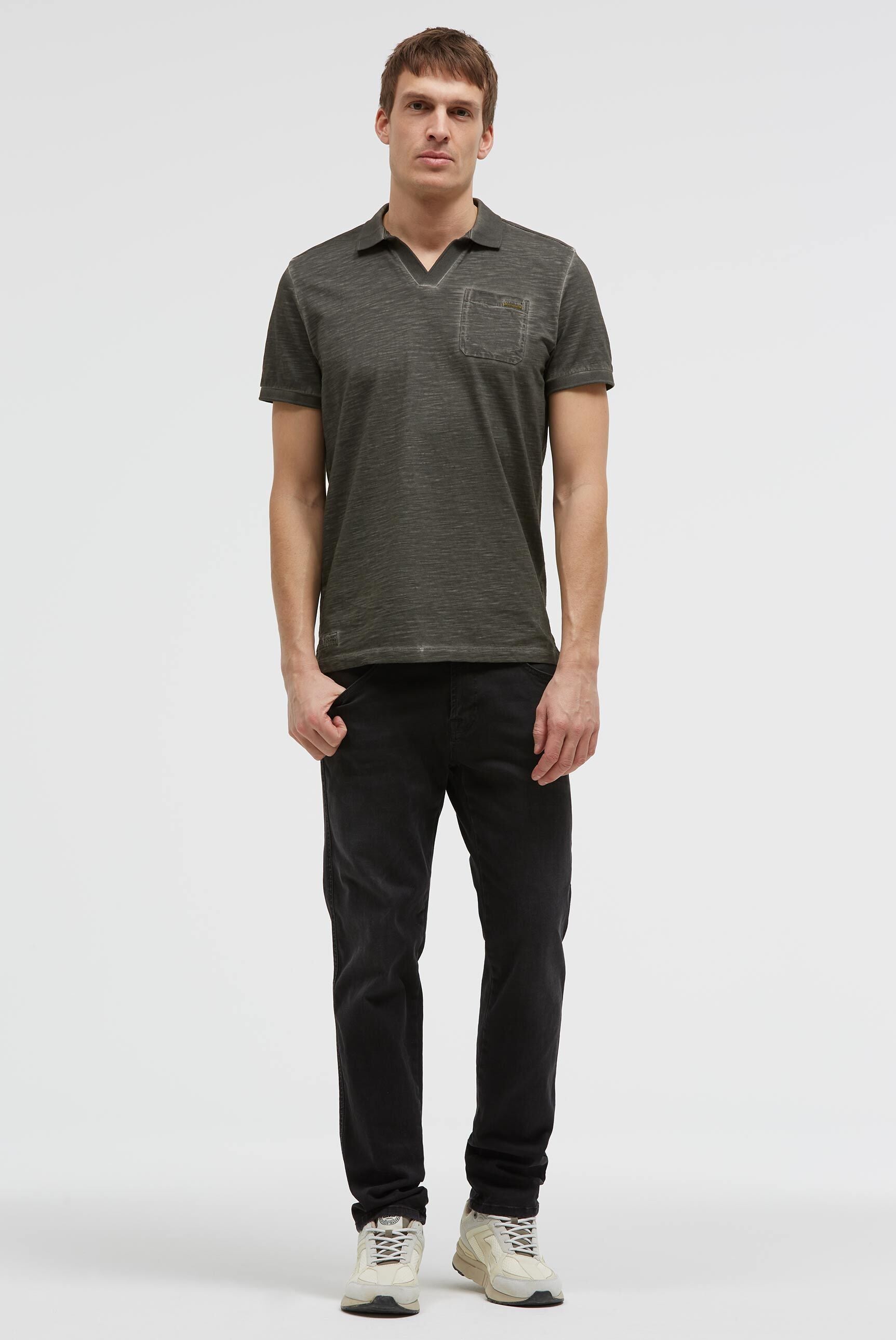Kurzarmpolo mit V-Neck und Back-Print - 4