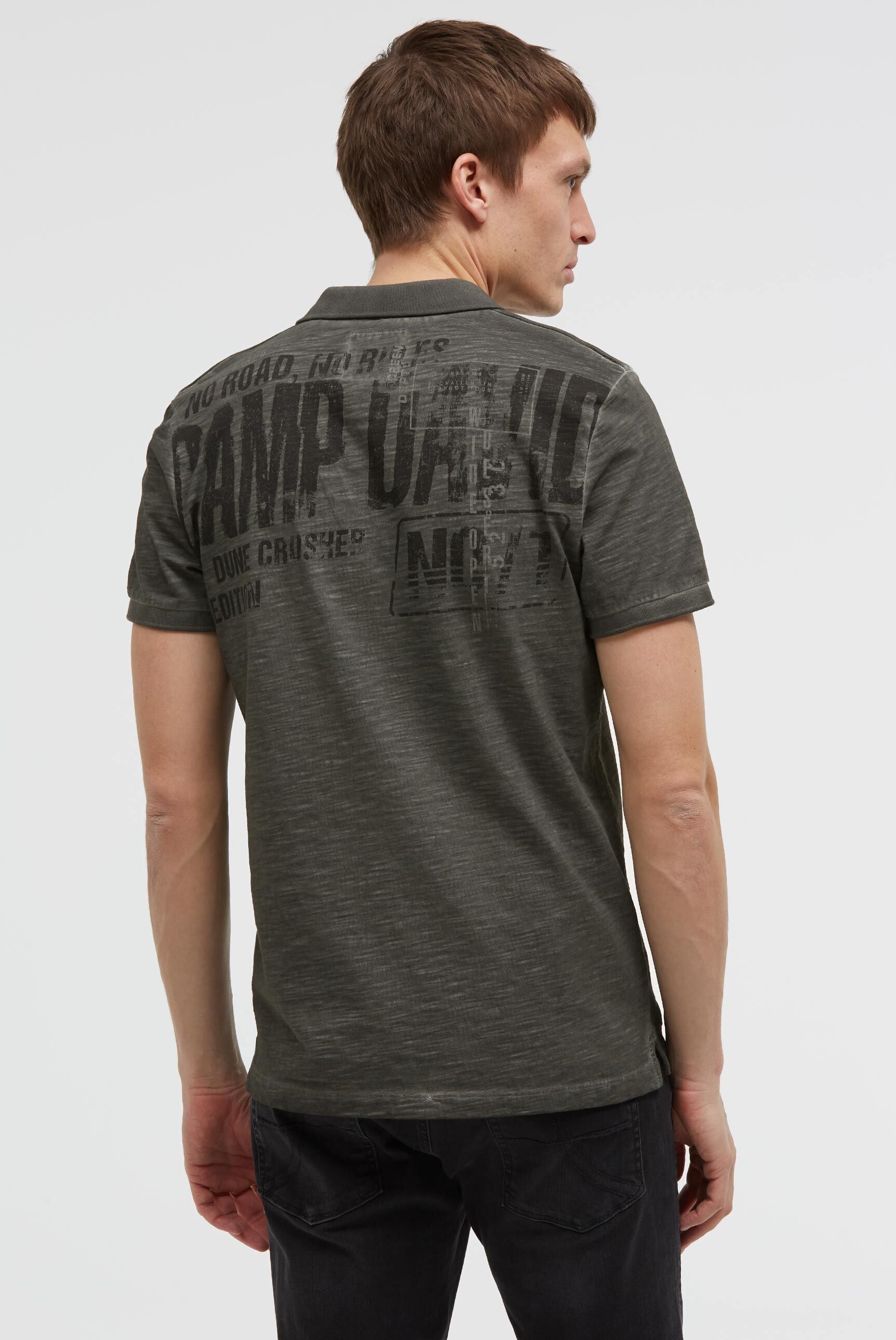 Kurzarmpolo mit V-Neck und Back-Print - 2