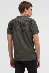 Kurzarmpolo mit V-Neck und Back-Print