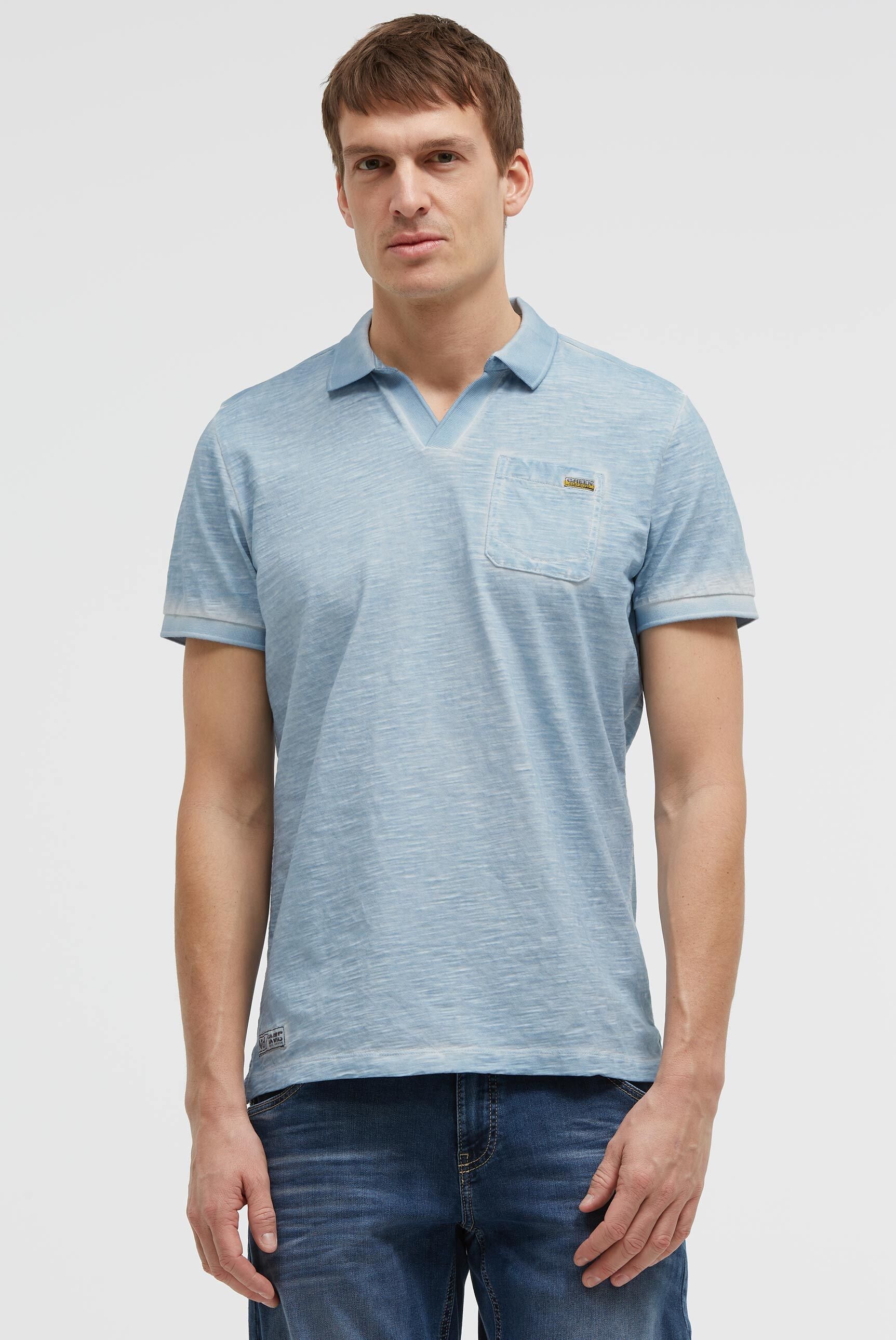Kurzarmpolo mit V-Neck und Back-Print - 3