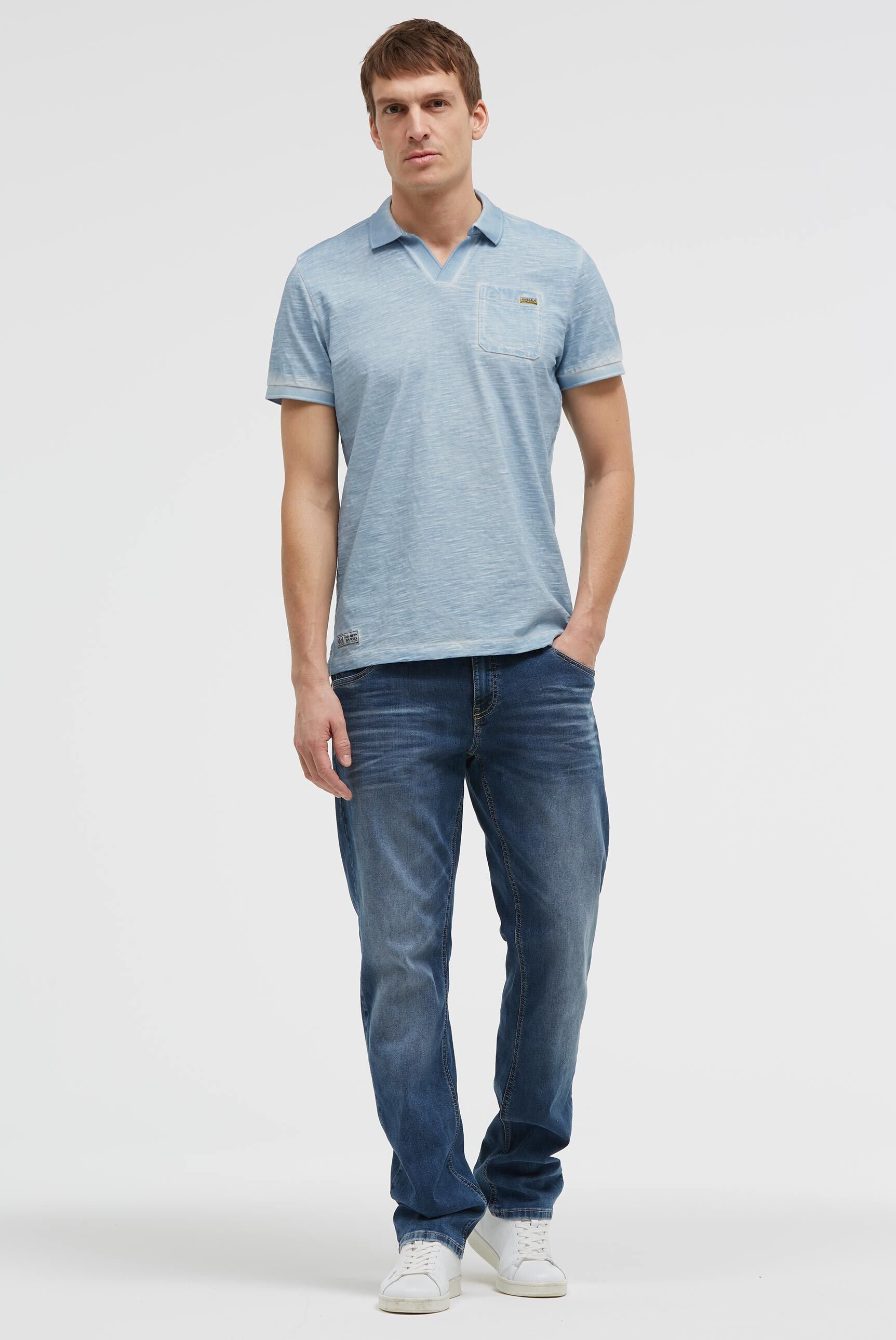Kurzarmpolo mit V-Neck und Back-Print - 4