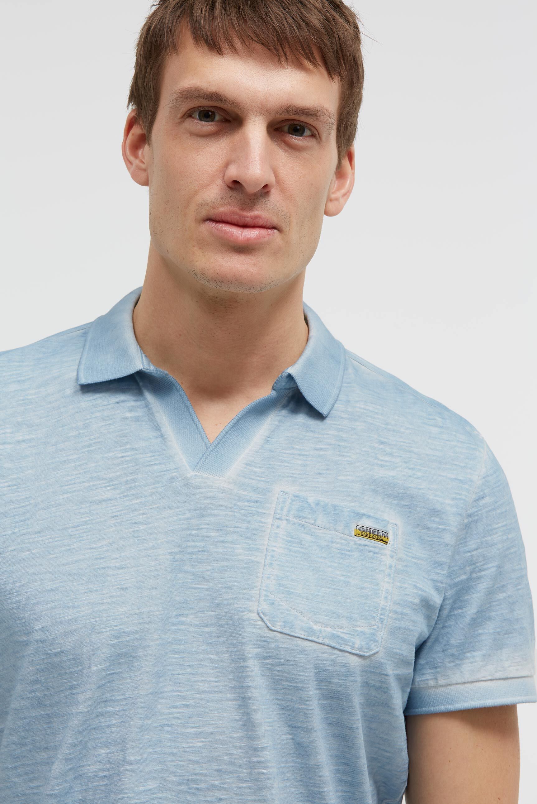 Kurzarmpolo mit V-Neck und Back-Print - 5