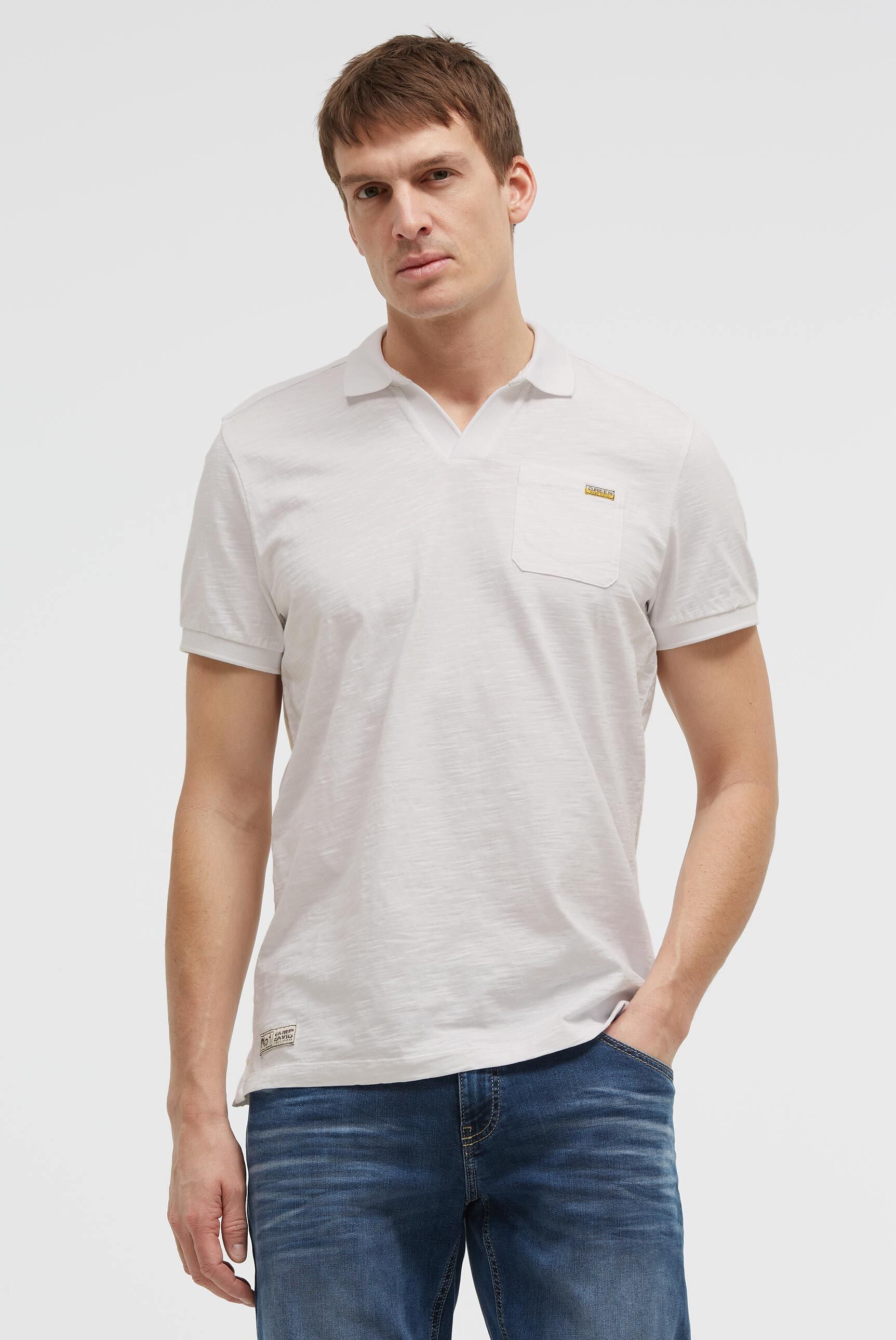 Kurzarmpolo mit V-Neck und Back-Print - 3