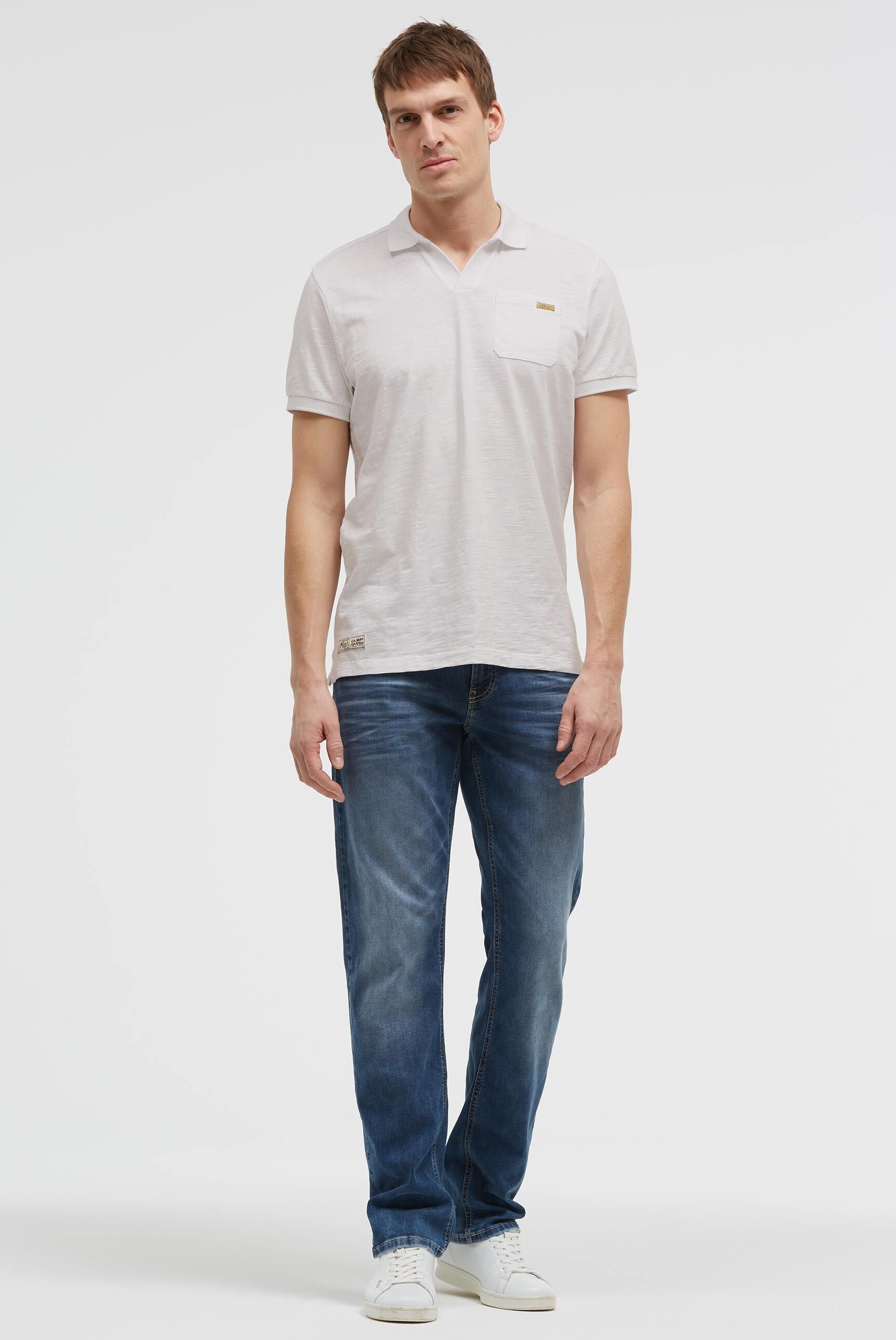 Kurzarmpolo mit V-Neck und Back-Print - 4