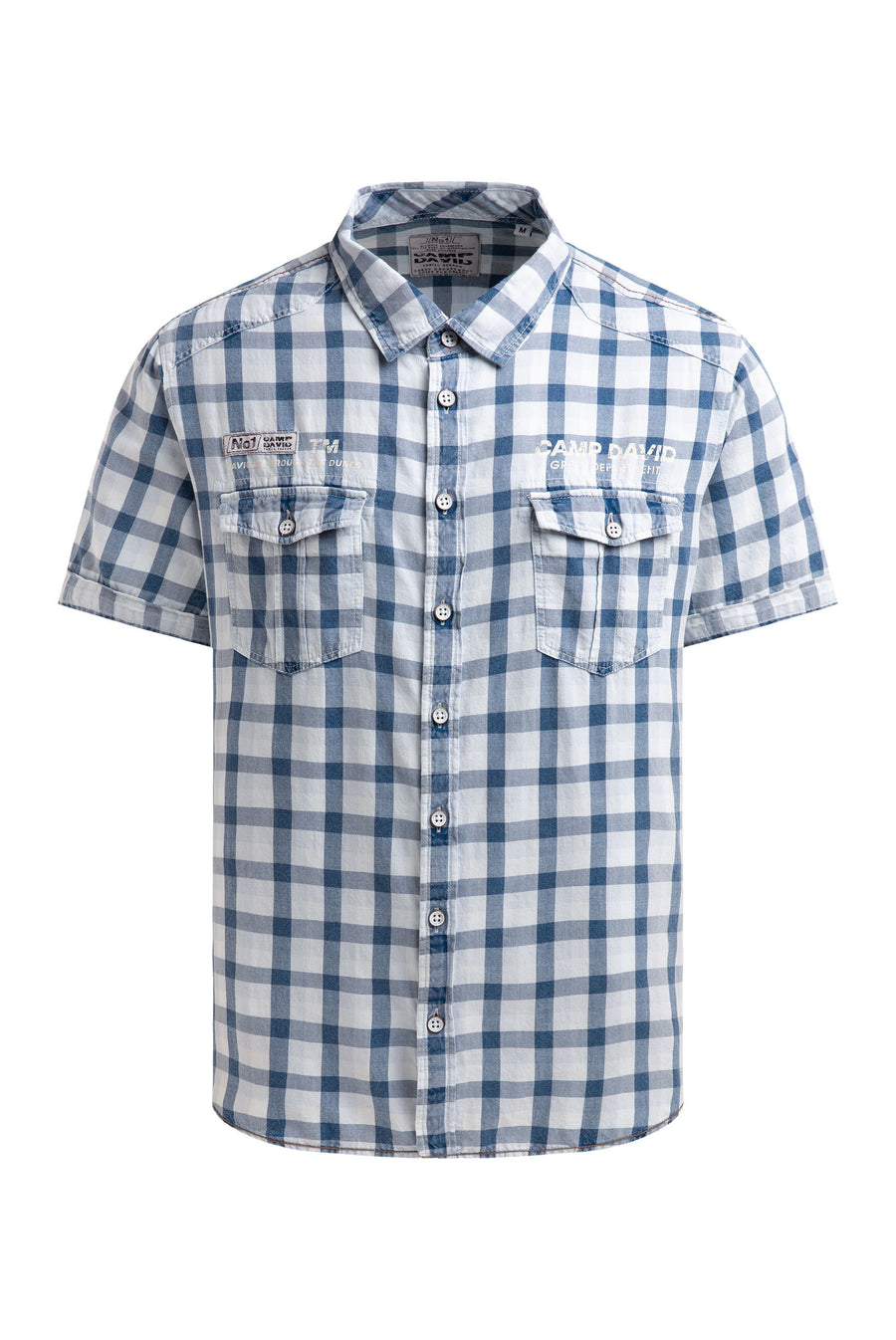 Karohemd mit Klappentaschen und Back-Print indigo blue