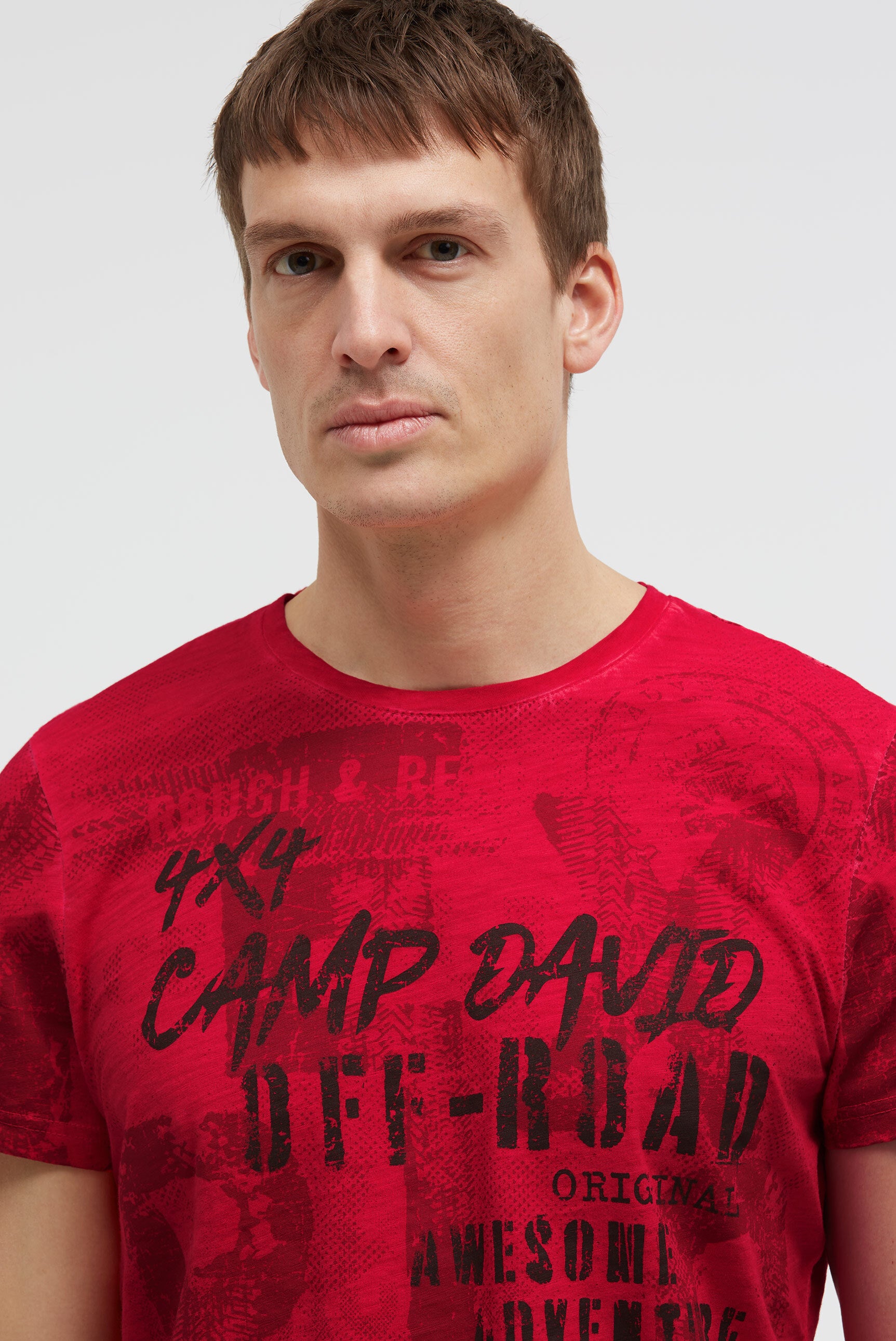T-Shirt Rundhals mit All Over Print red orange