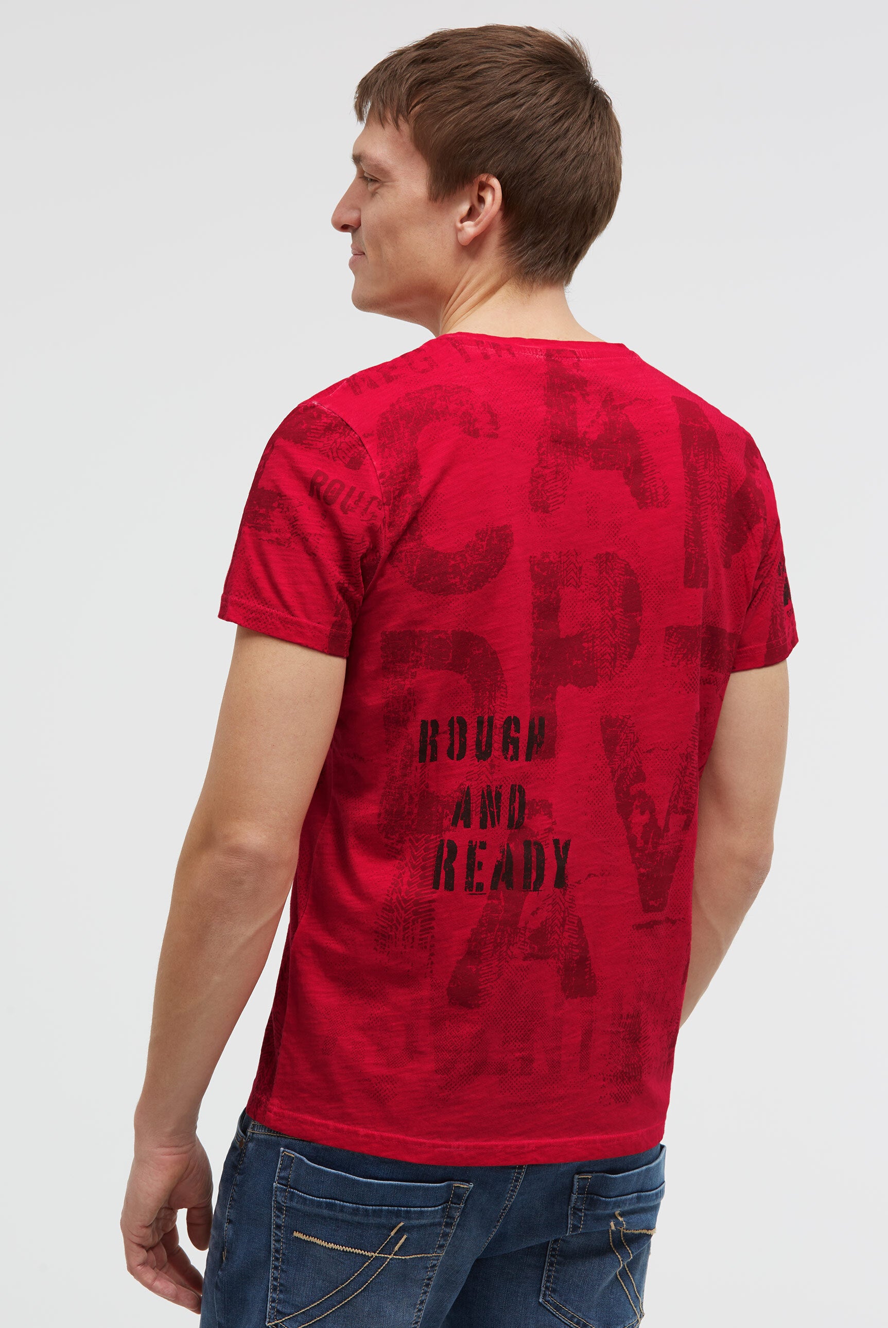 T-Shirt Rundhals mit All Over Print red orange