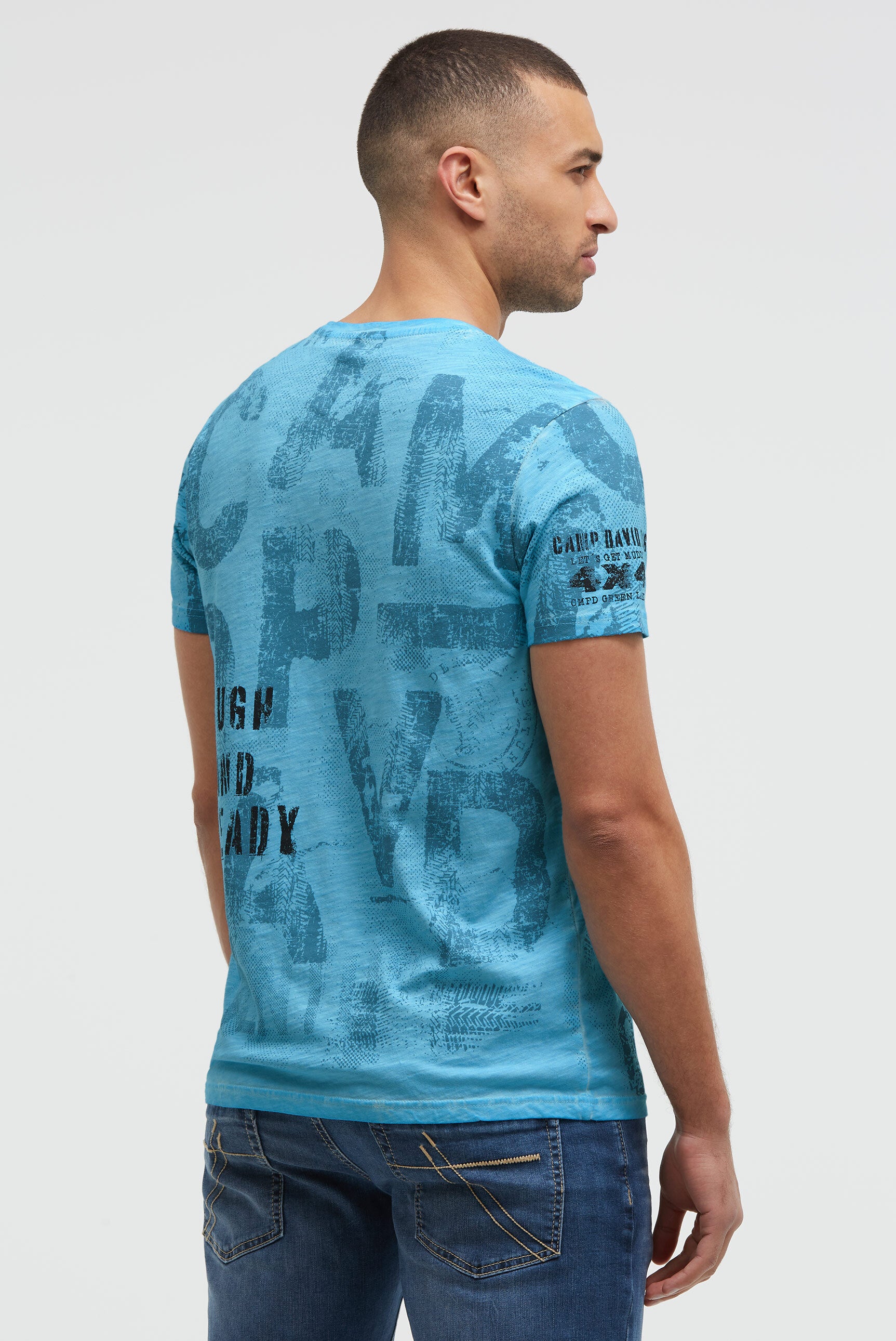 T-shirt z okrągłym dekoltem i nadrukiem na całej powierzchni