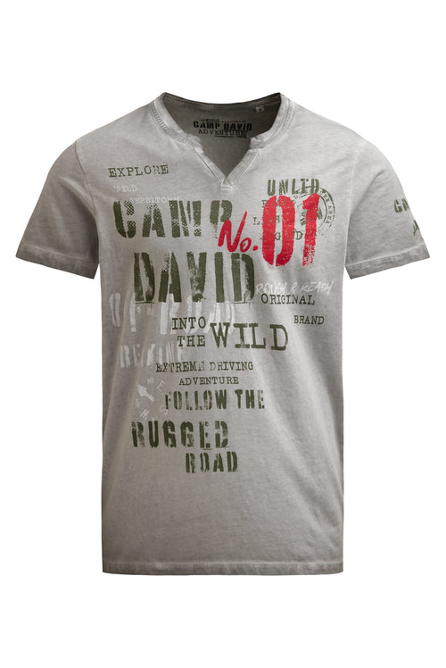 T-Shirt mit V-Cut und Used Print shadow