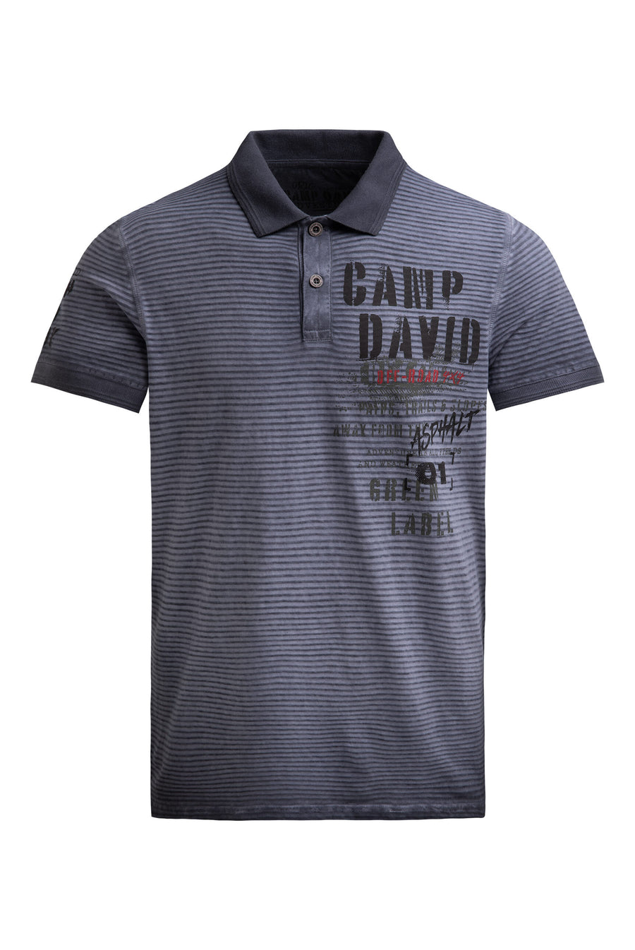 Polo mit Streifenstruktur und Label Prints blue grey