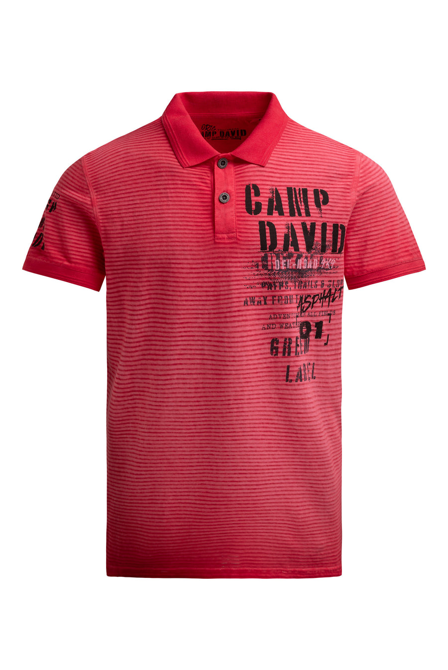 Polo mit Streifenstruktur und Label Prints red orange