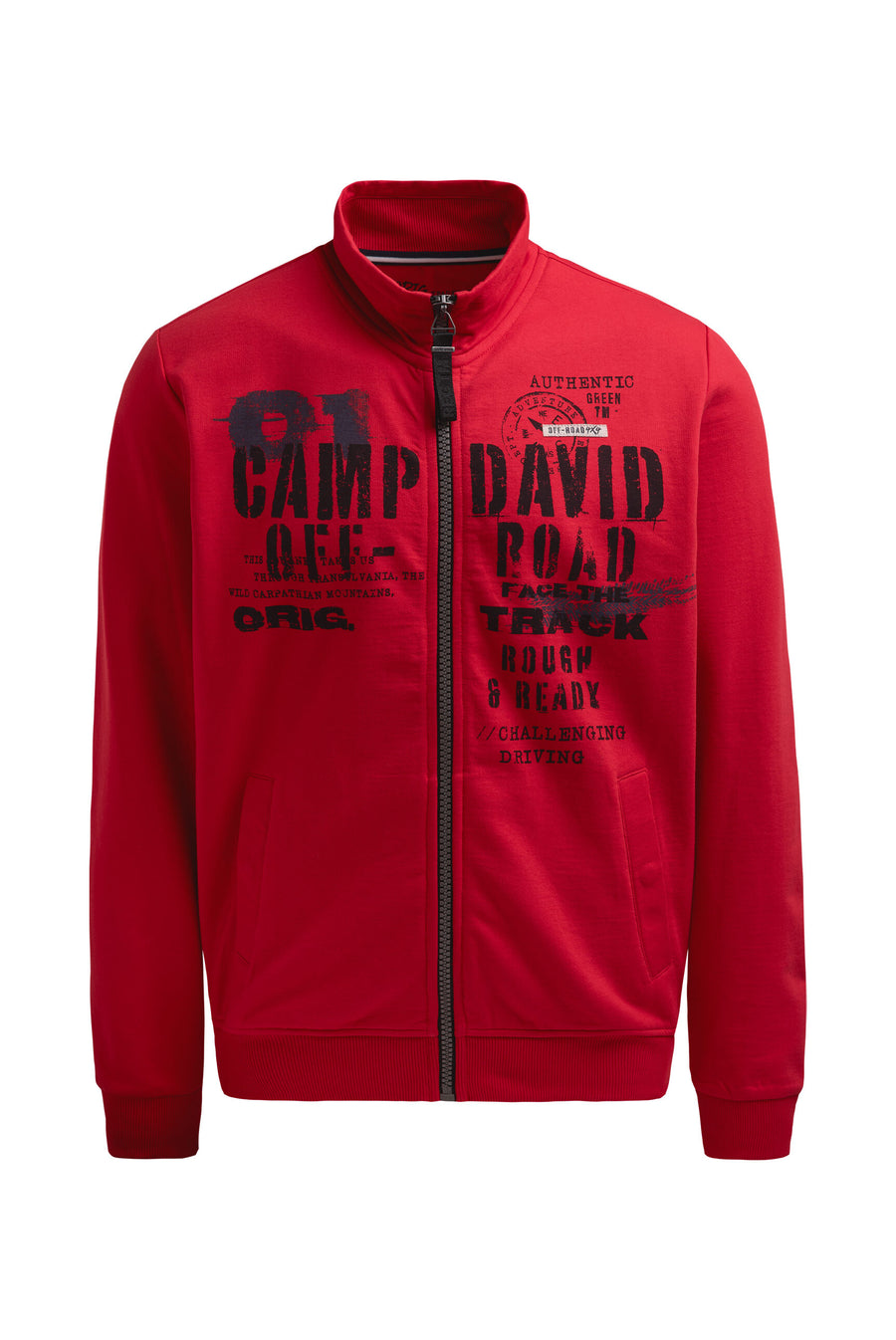 Sweatjacke mit Label Print red orange