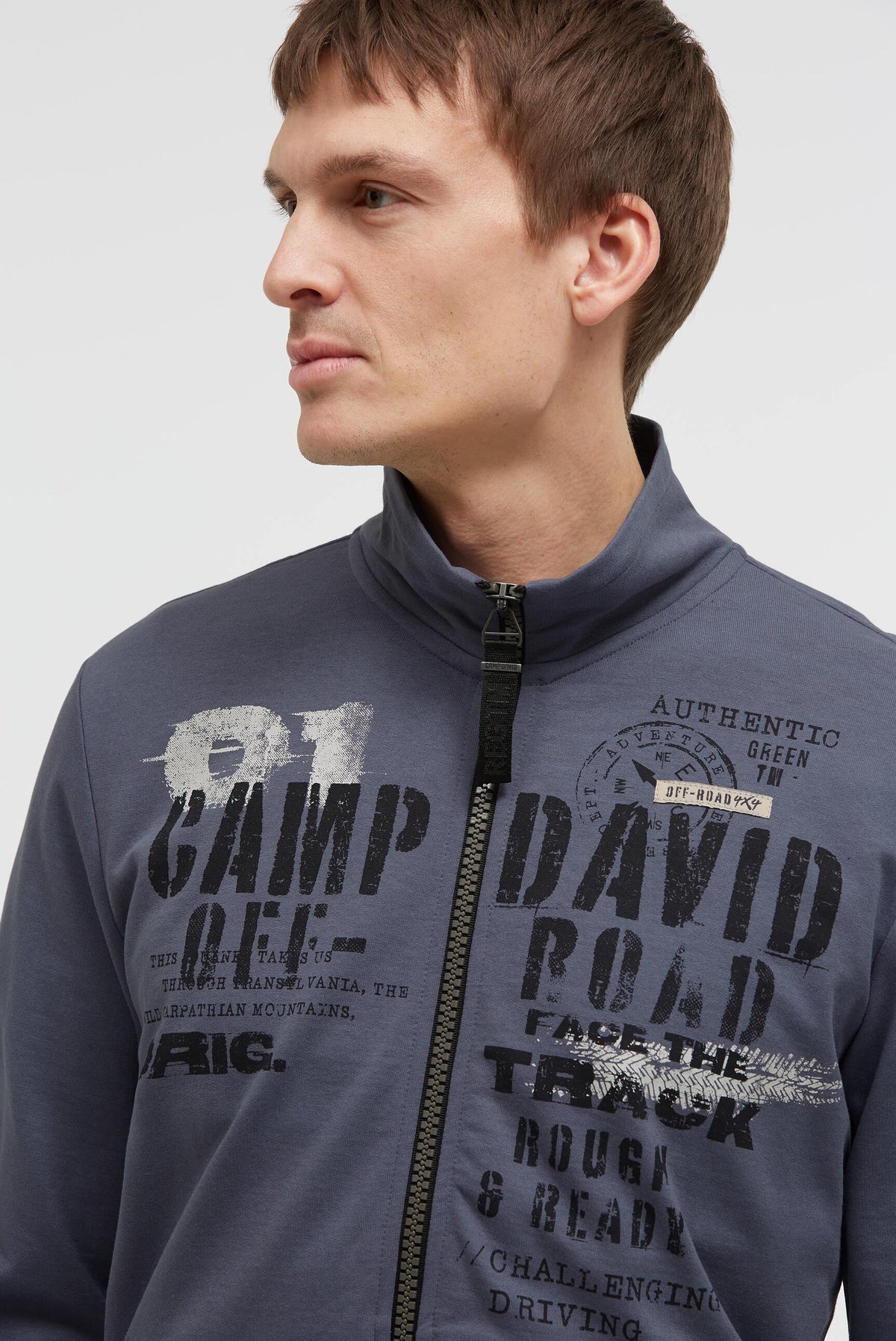 Sweatjacke mit Label Print blue grey