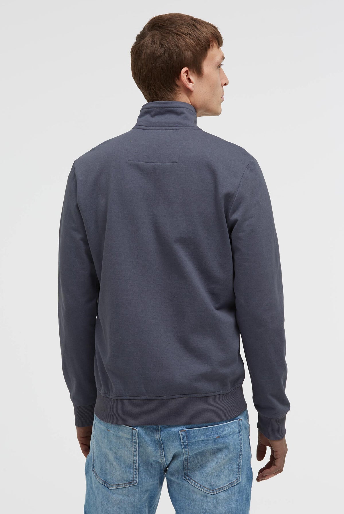 Sweatjacke mit Label Print blue grey - 5
