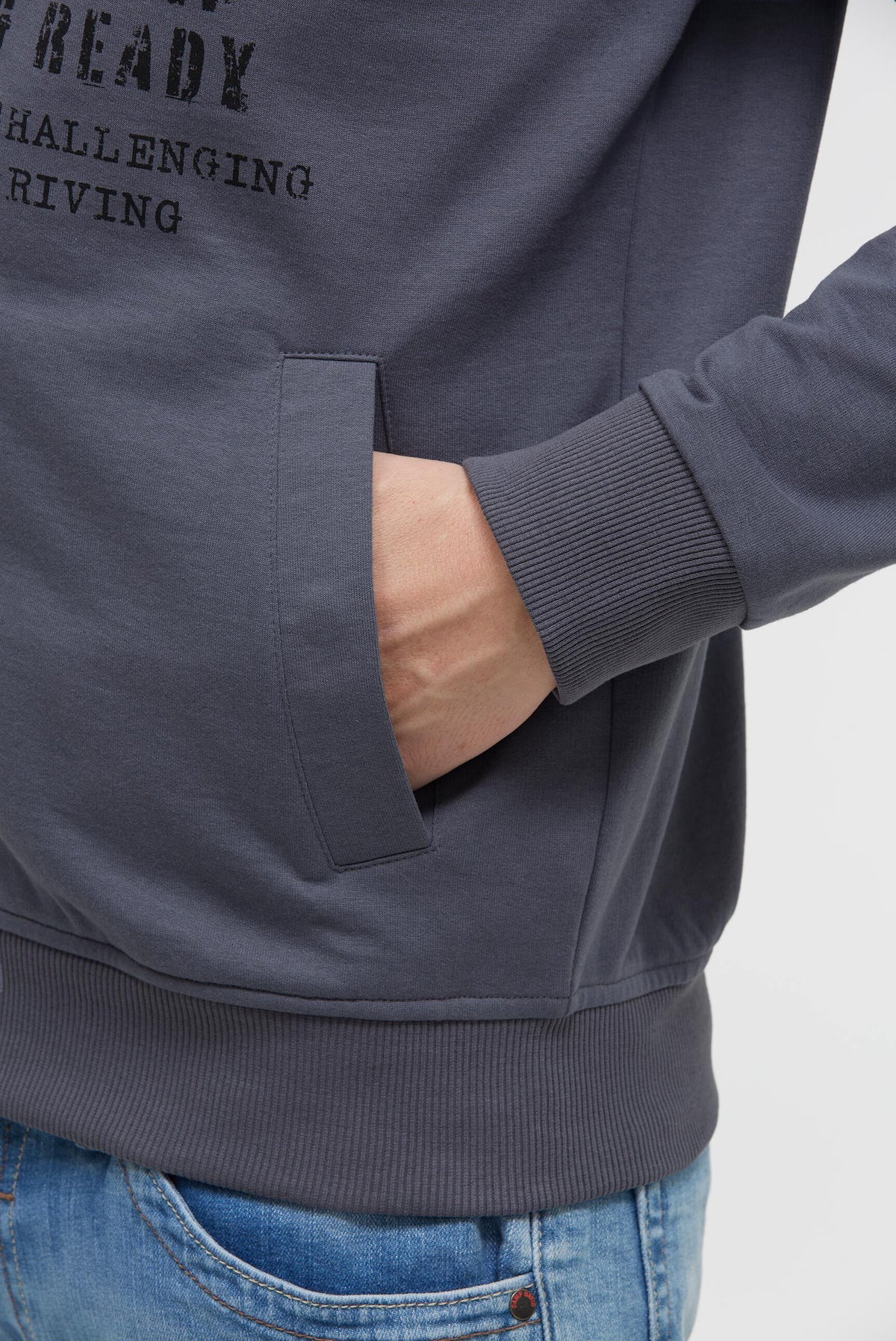 Sweatjacke mit Label Print blue grey