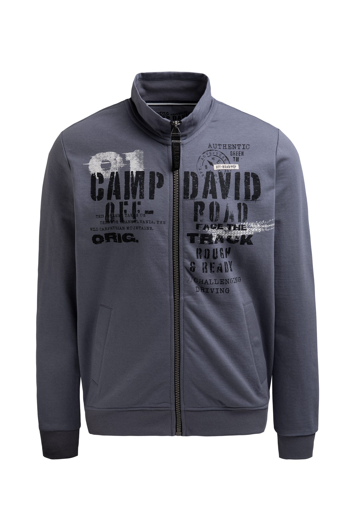 Sweatjacke mit Label Print blue grey - 1