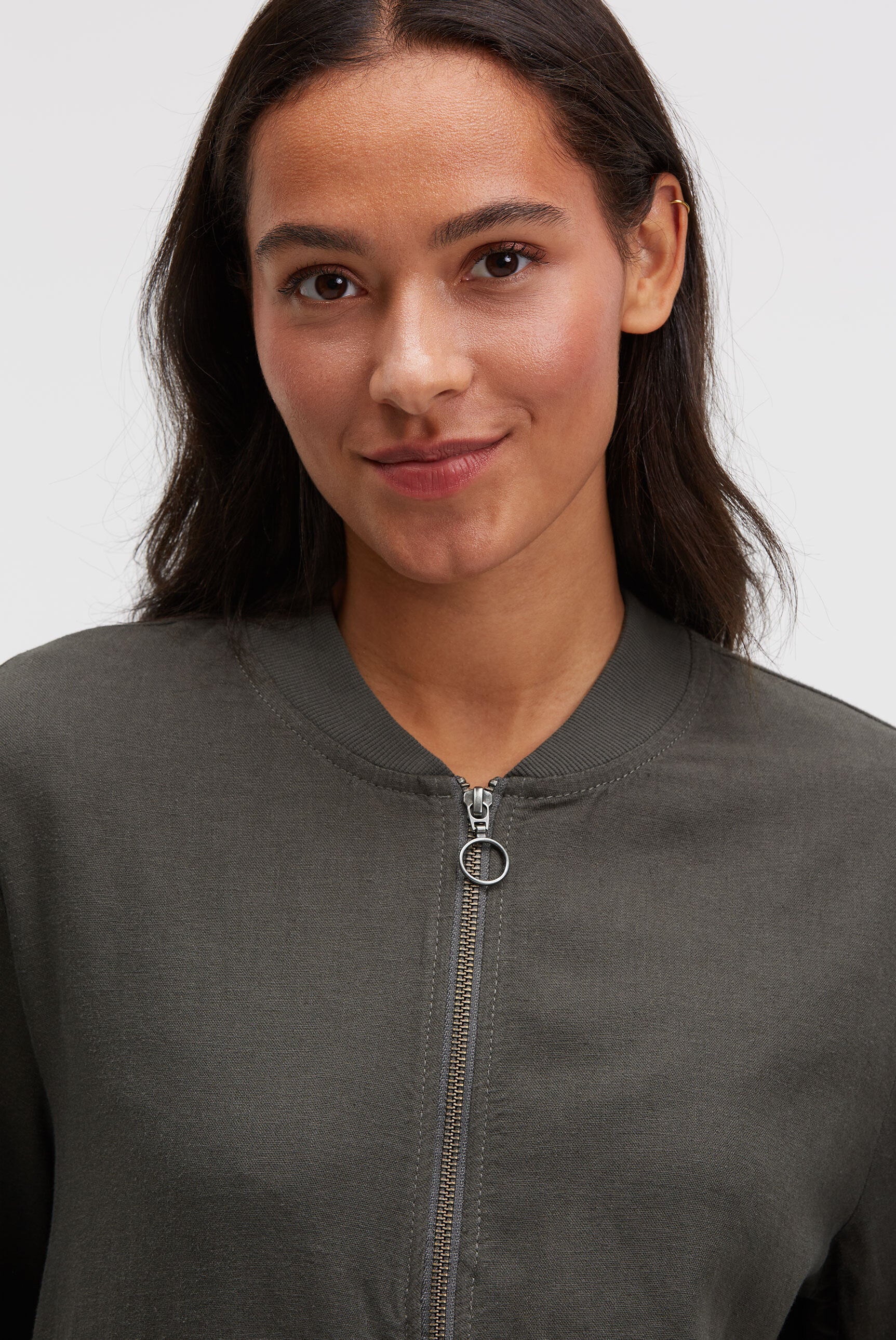 Blouson aus Leinen-Mix mit Rückenprint cool khaki
