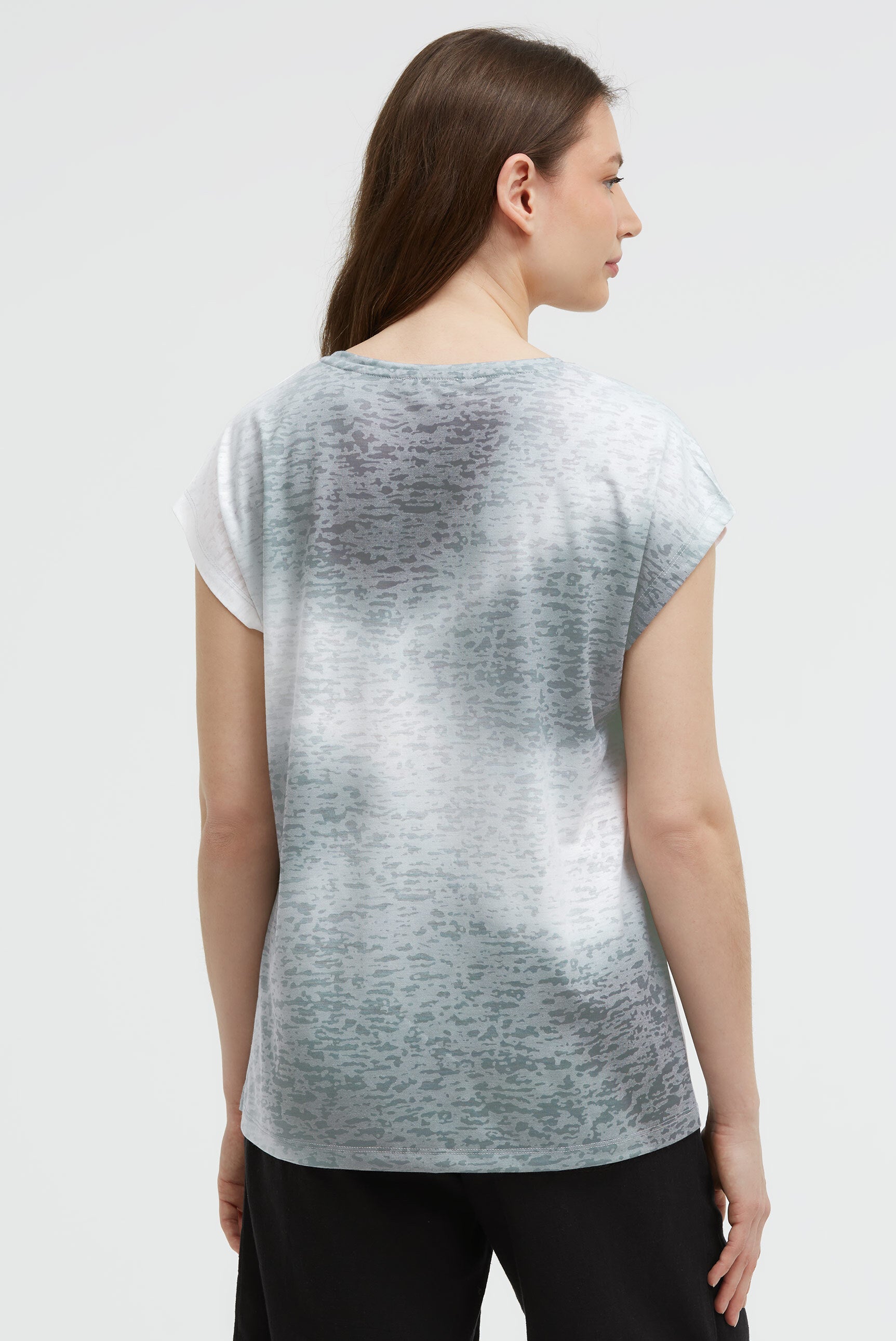 T-shirt devore z napisem z cekinów