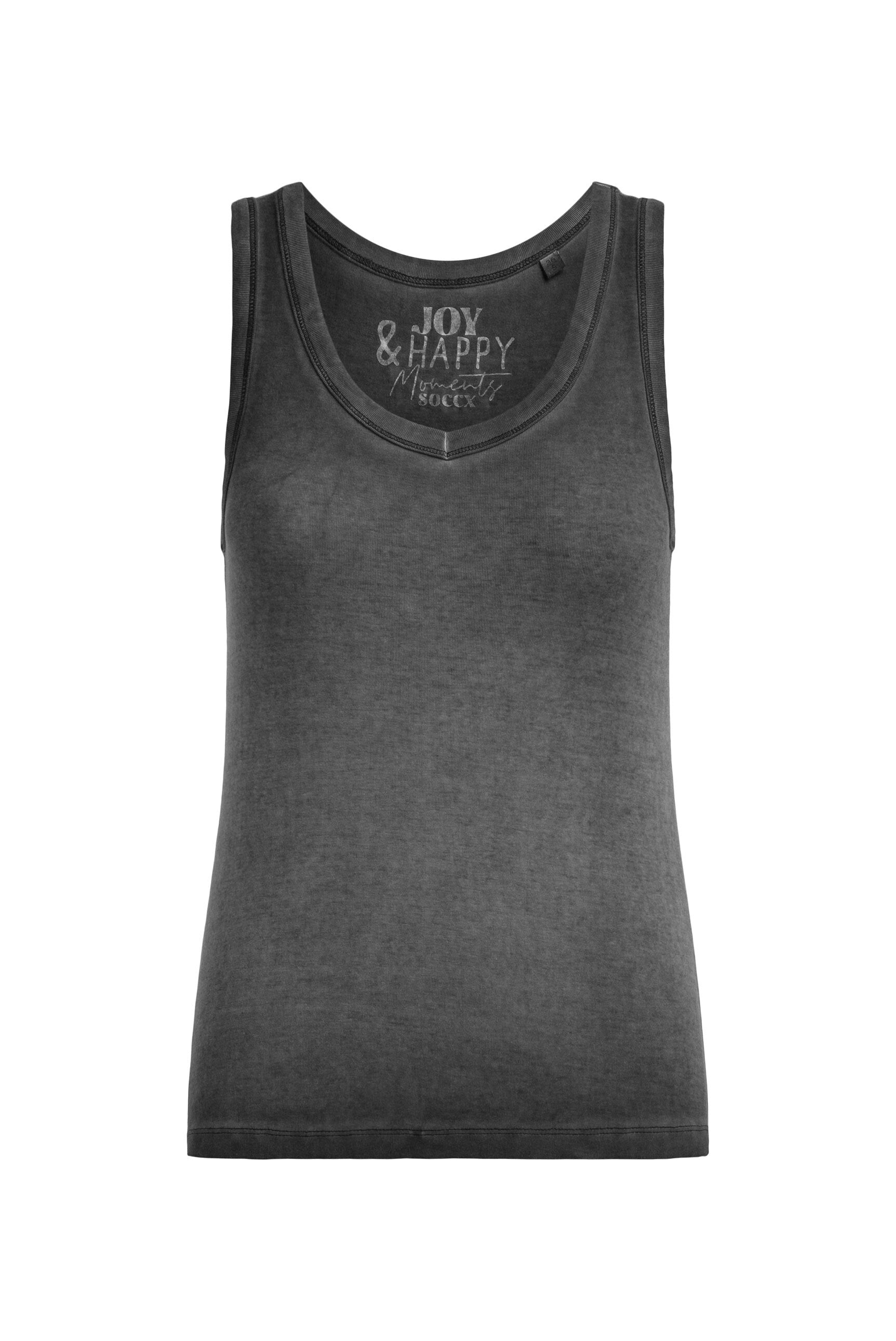Tanktop z dekoltem w szpic i nadrukiem z tyłu