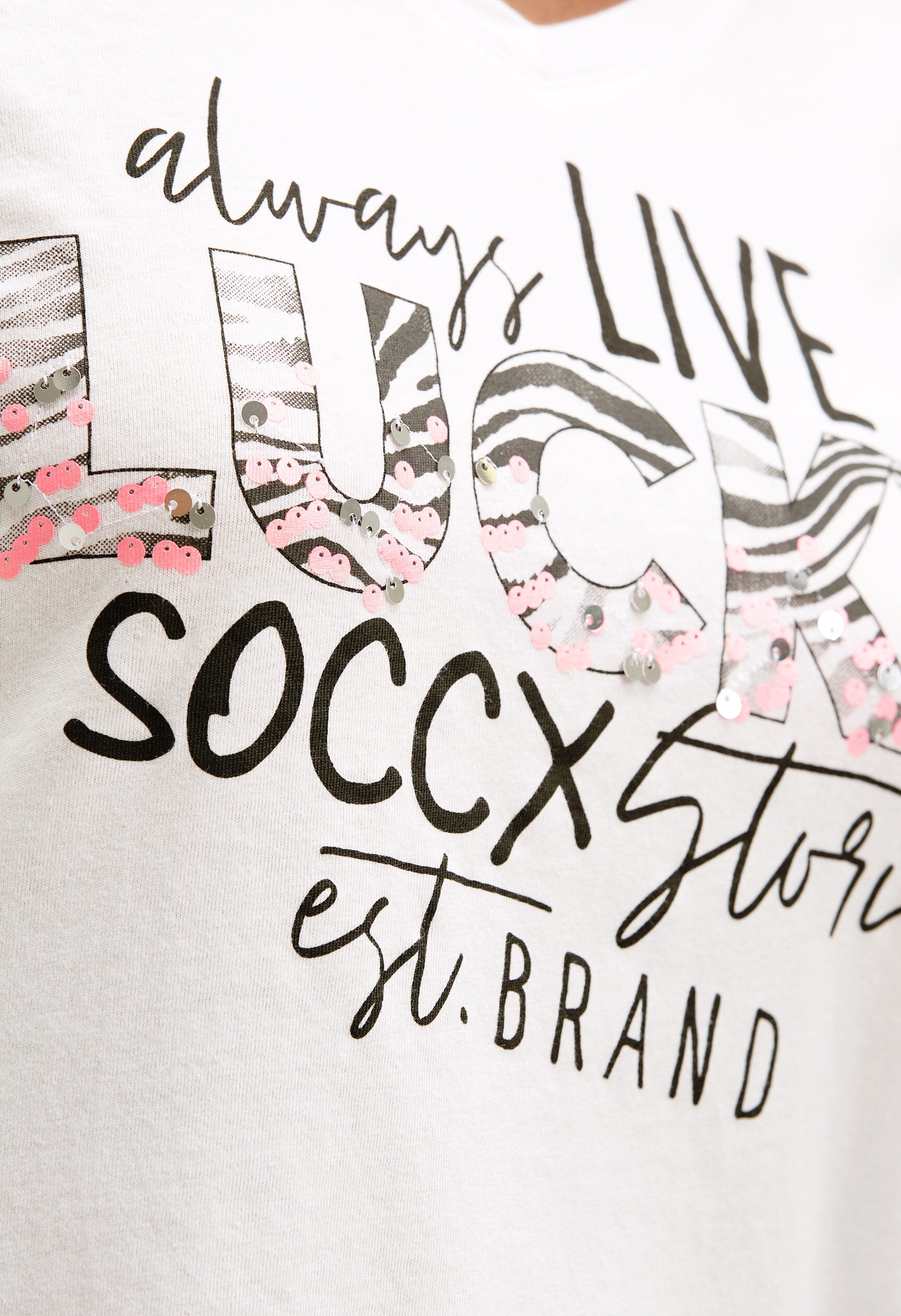 T-shirt z dekoltem w szpic i grafiką - 6