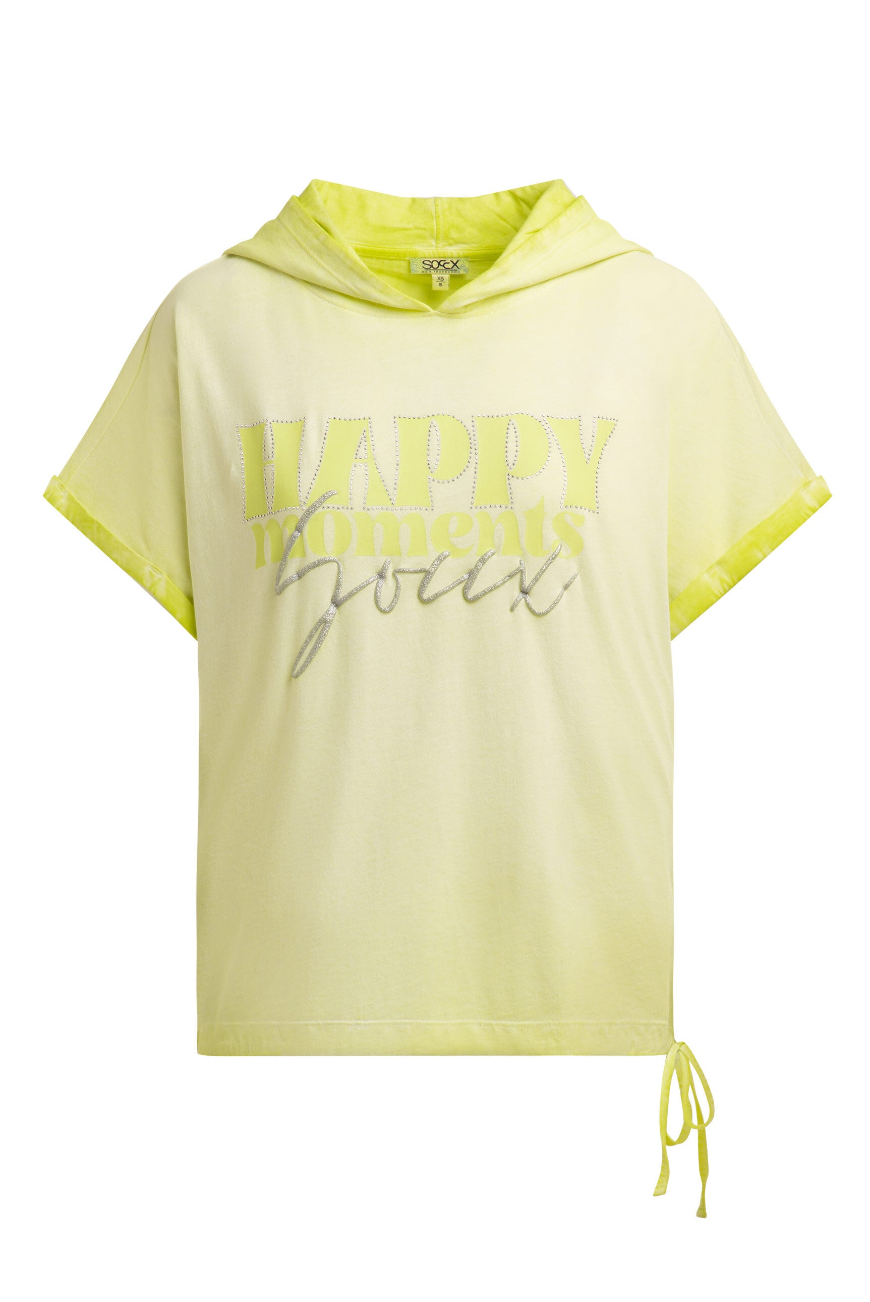 Bluzka z kapturem, nadrukiem i sznurkiem ściągającym