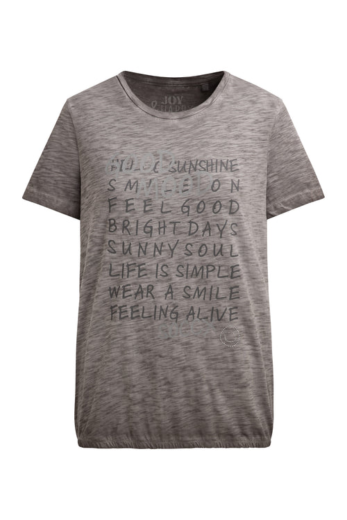 T-Shirt mit Wording Print und Elastiksaum cool khaki