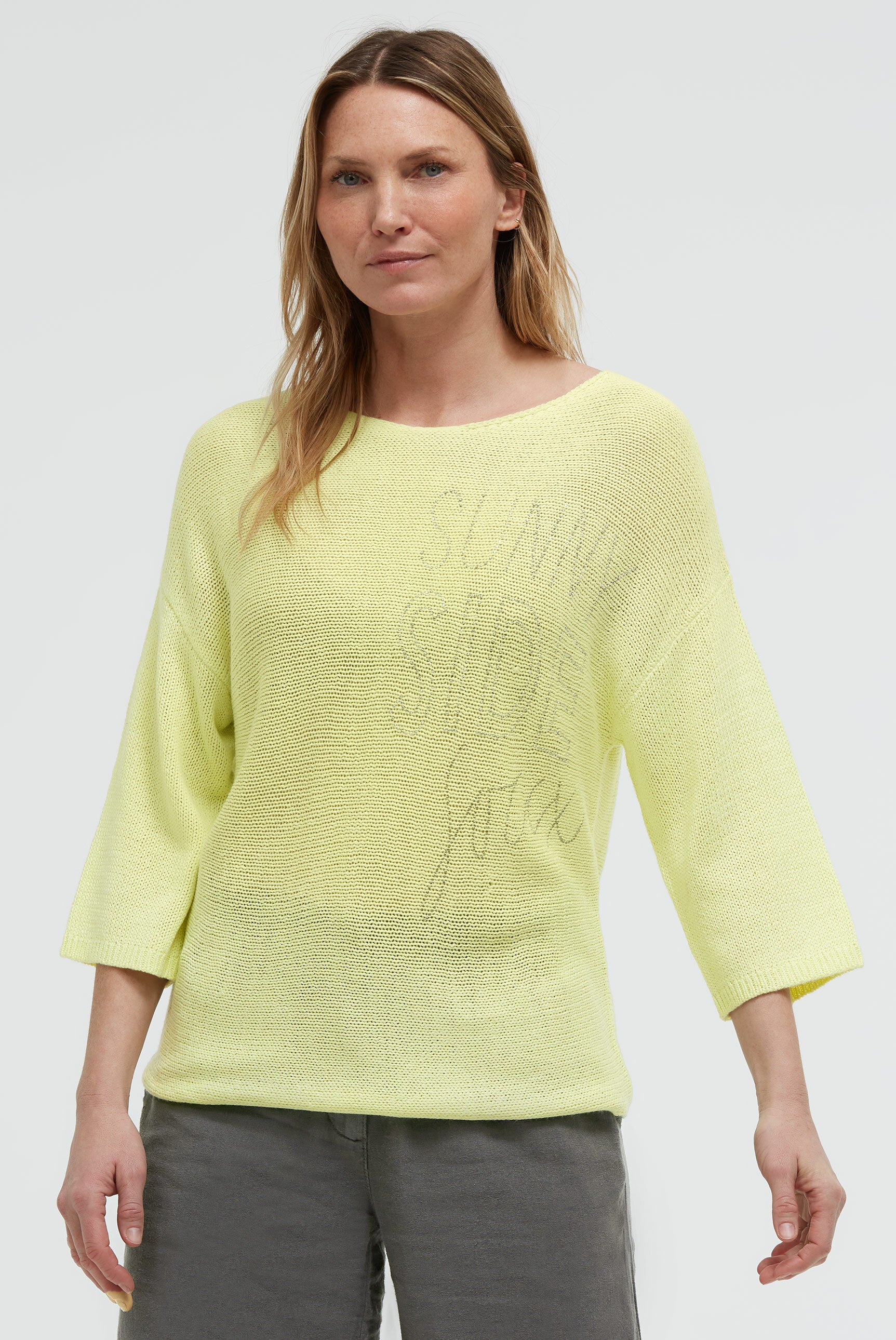 Pullover mit 3/4-Arm und Artwork vivid lemon