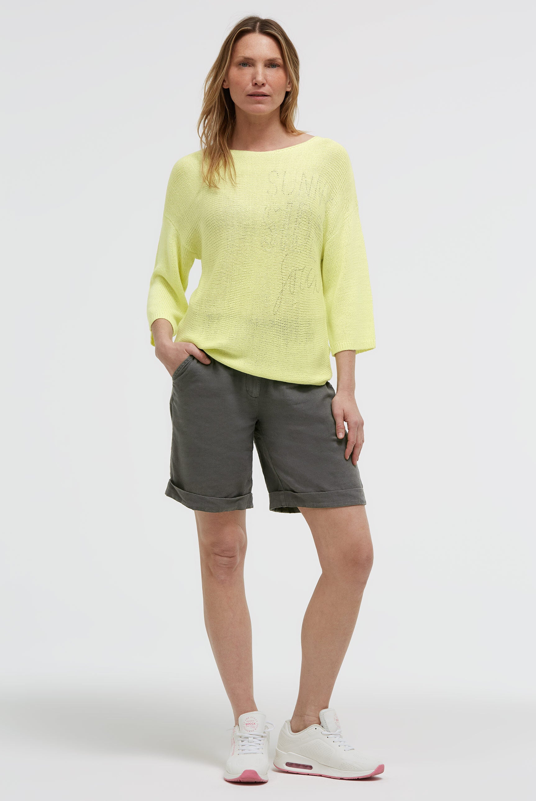 Pullover mit 3/4-Arm und Artwork vivid lemon