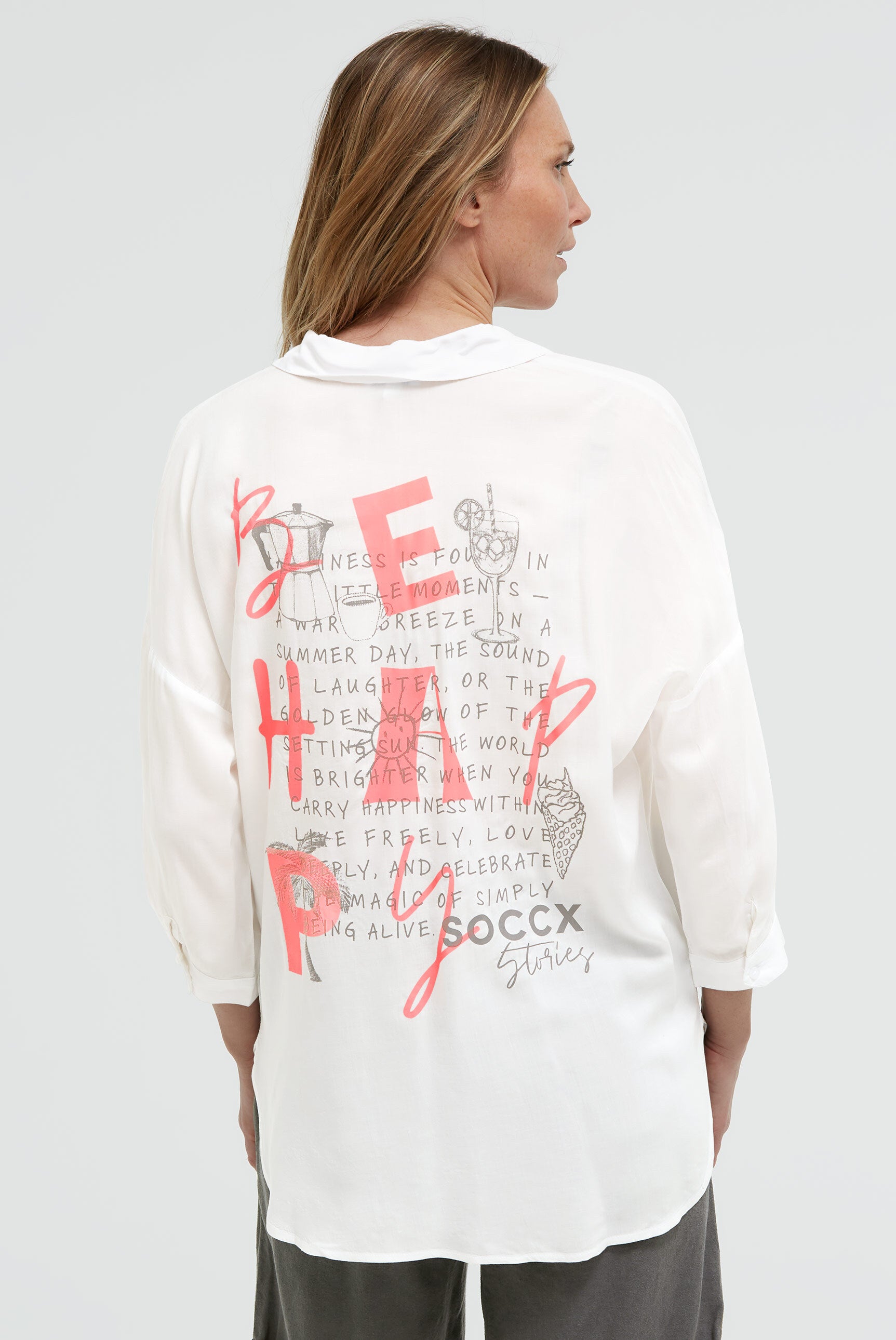 Bluzka z rękawami 3/4 i nadrukiem z tyłu