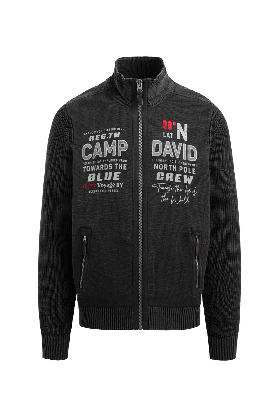 Strickjacke mit Tapes und Label Prints black