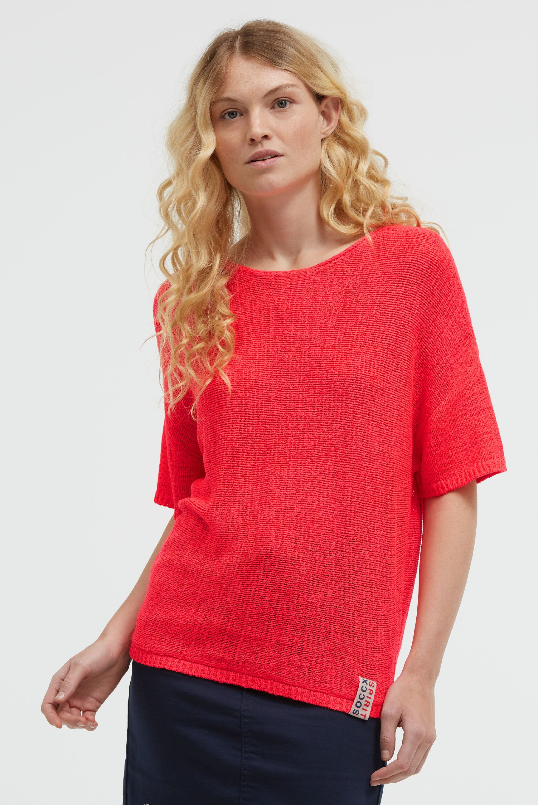 Sweter z krótkim rękawem z przędzy taśmowej - 2