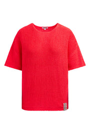 Sweter z krótkim rękawem z przędzy taśmowej