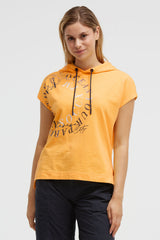 Ärmelloses Sweatshirt mit Kapuze und Artwork fresh mango
