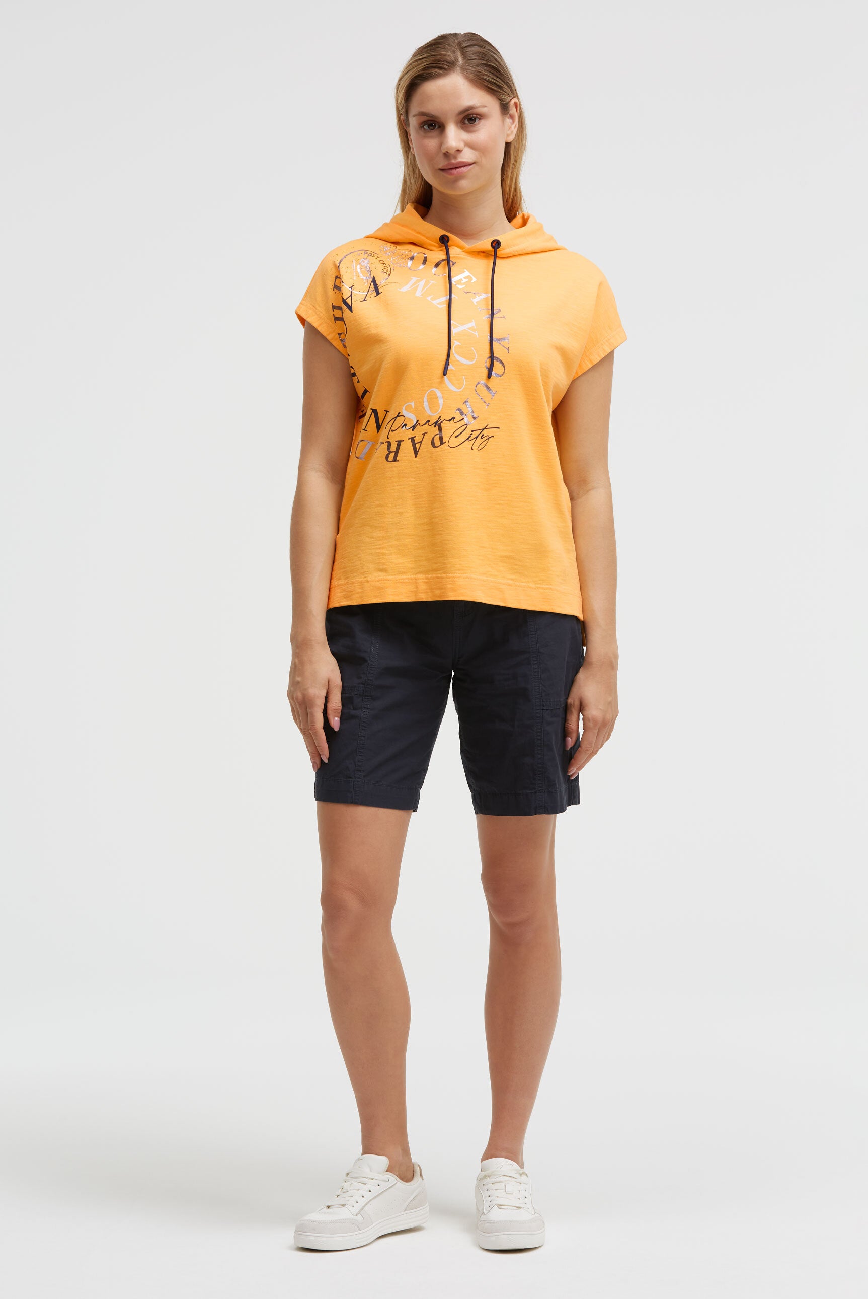 Ärmelloses Sweatshirt mit Kapuze und Artwork fresh mango