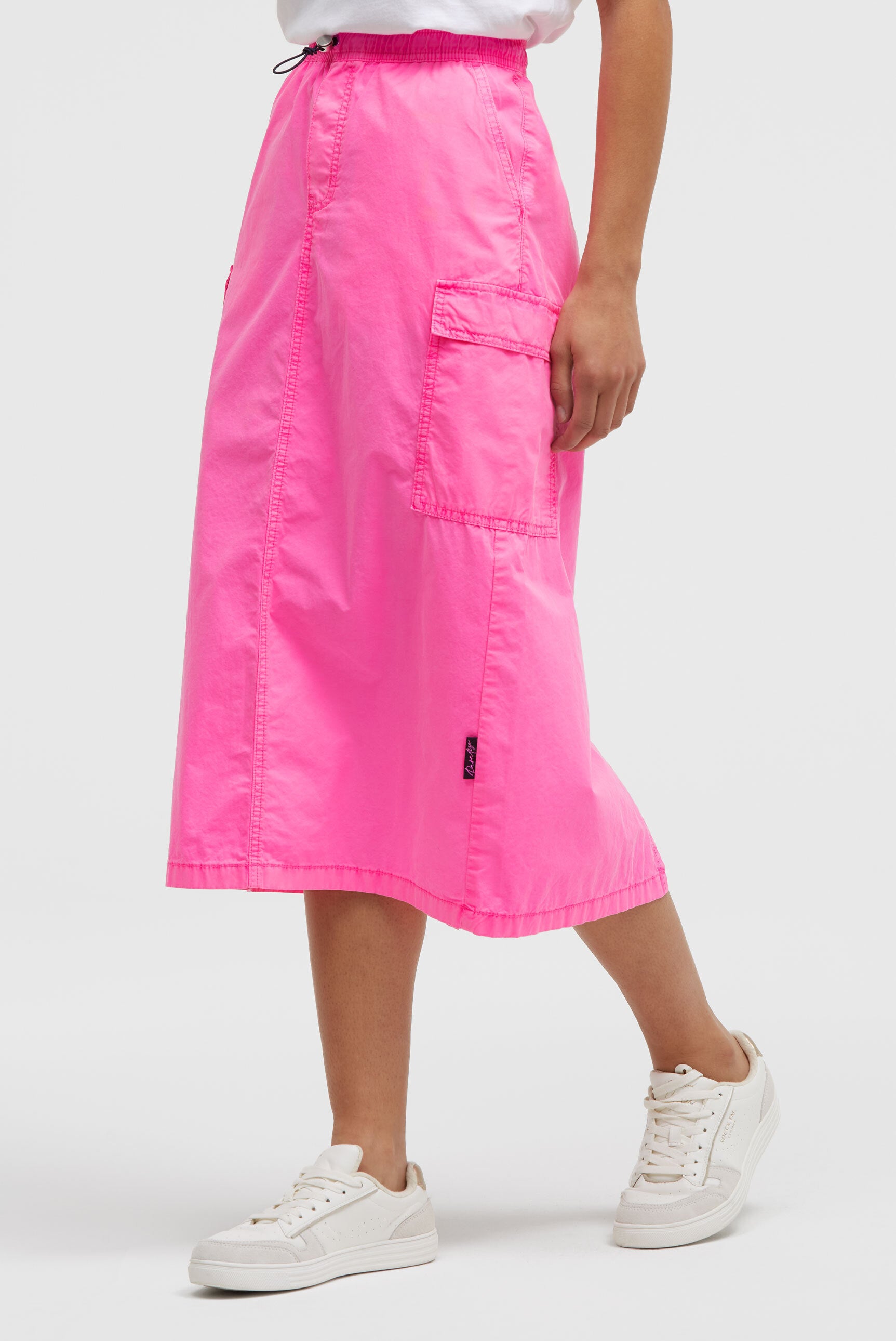 Spódnica midi w stylu cargo z gumką w pasie - 2