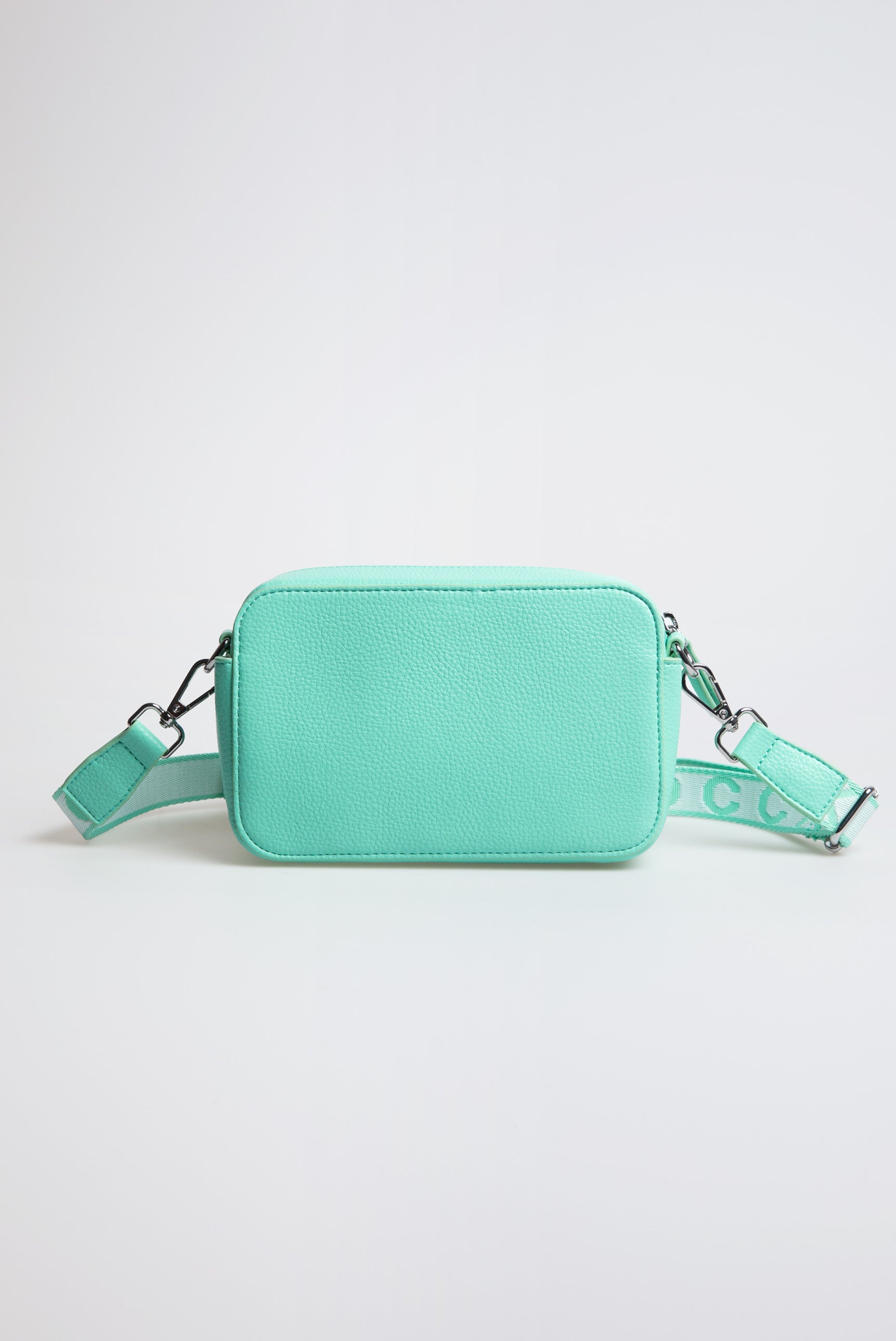 Torebka crossbody z logo i intarsjowanym paskiem parcianym