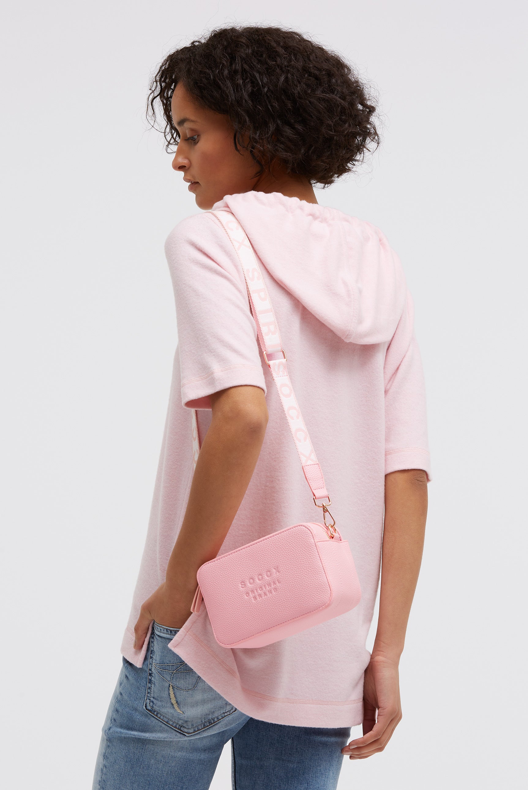 Torebka crossbody z logo i intarsjowanym paskiem parcianym - 2