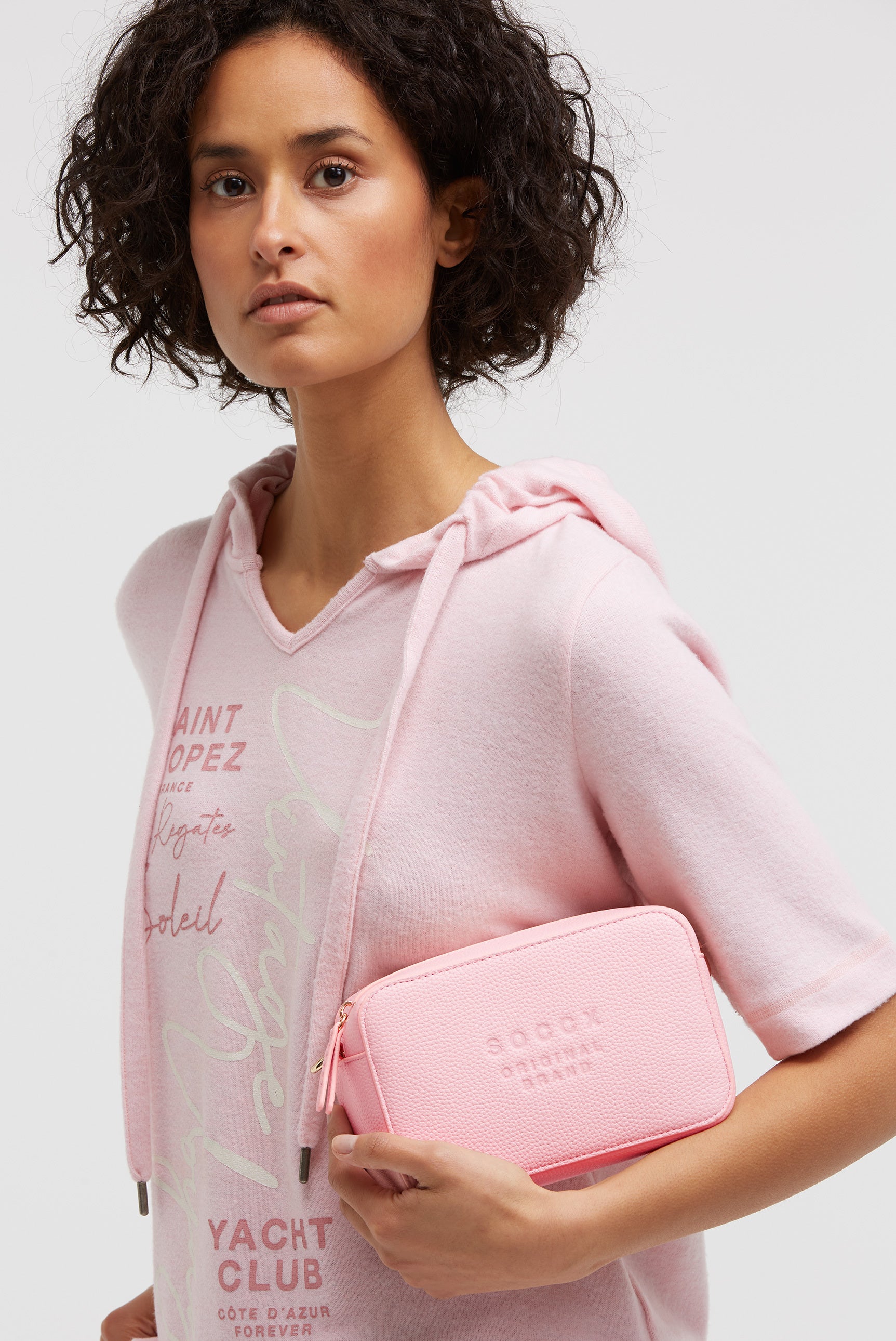 Torebka crossbody z logo i intarsjowanym paskiem parcianym